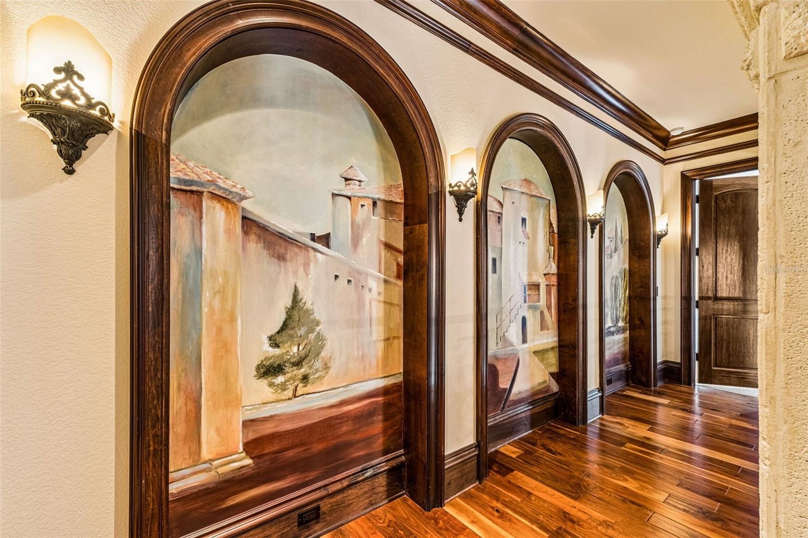 Upstairs Hallway Handpainted Murals