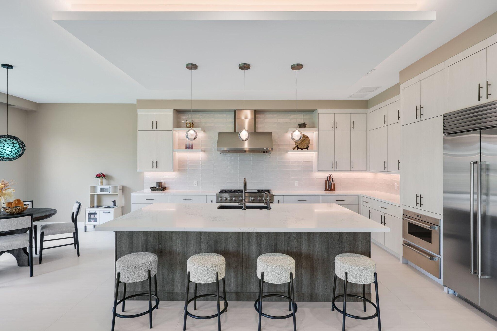SubZero 48"Fridge, Drop ceiling with light strips