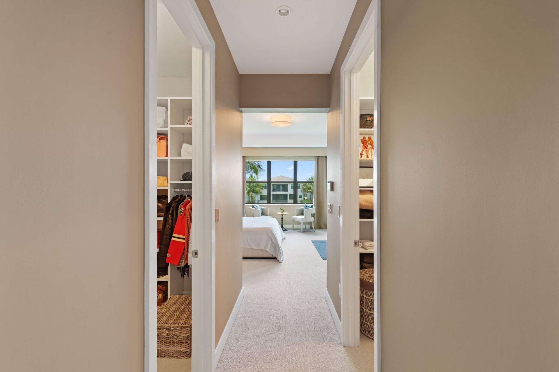 Entrance to the Primary bedroom w Dual Closets