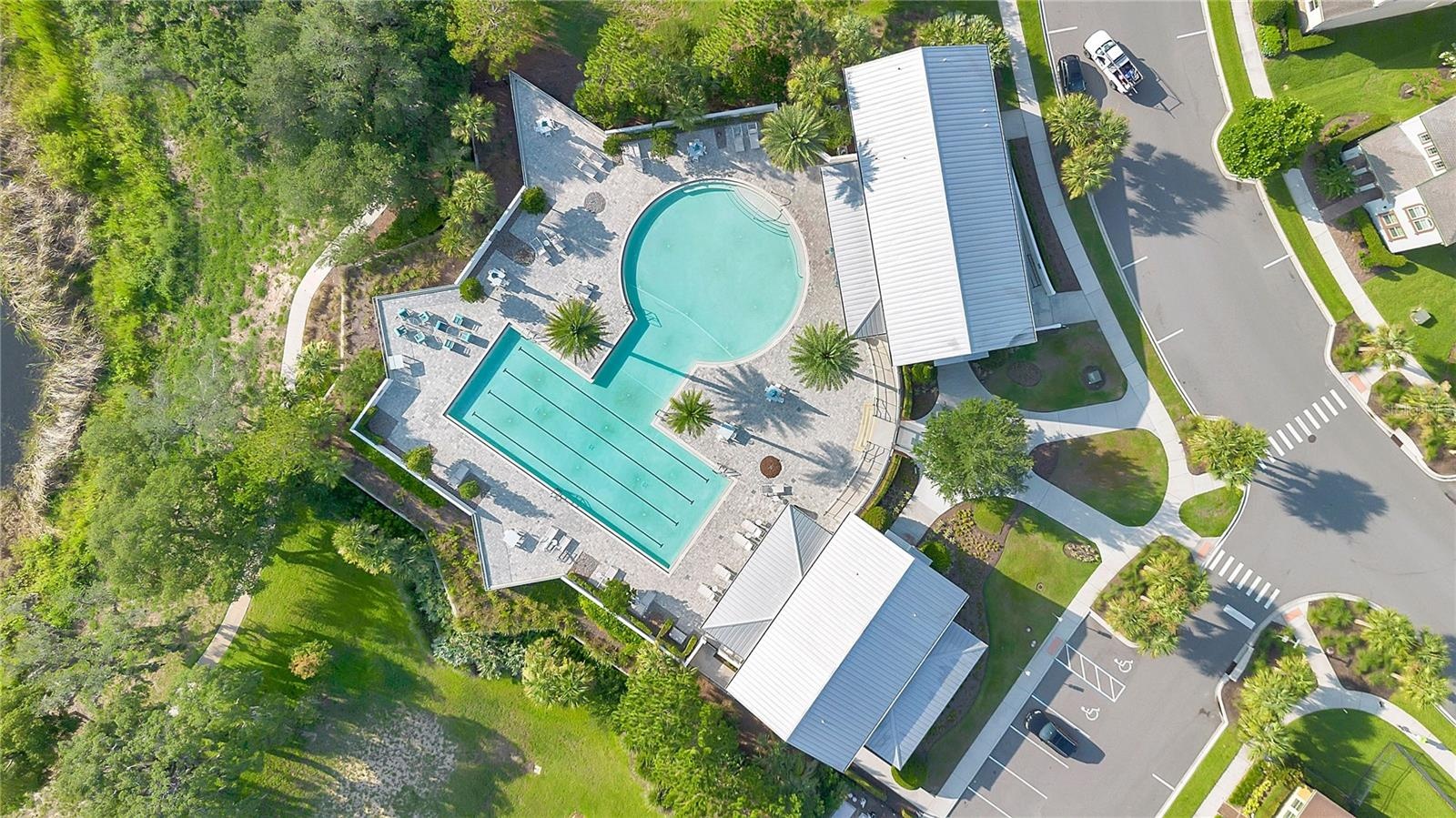 Aerial View of Community Pool and amenities