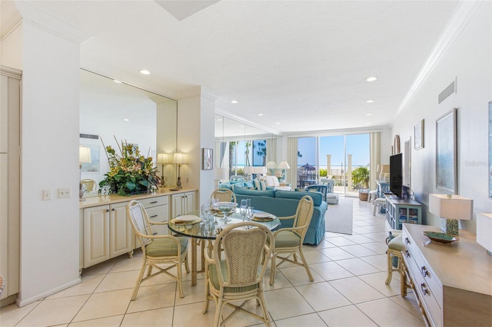 Great room dining with arrangement
