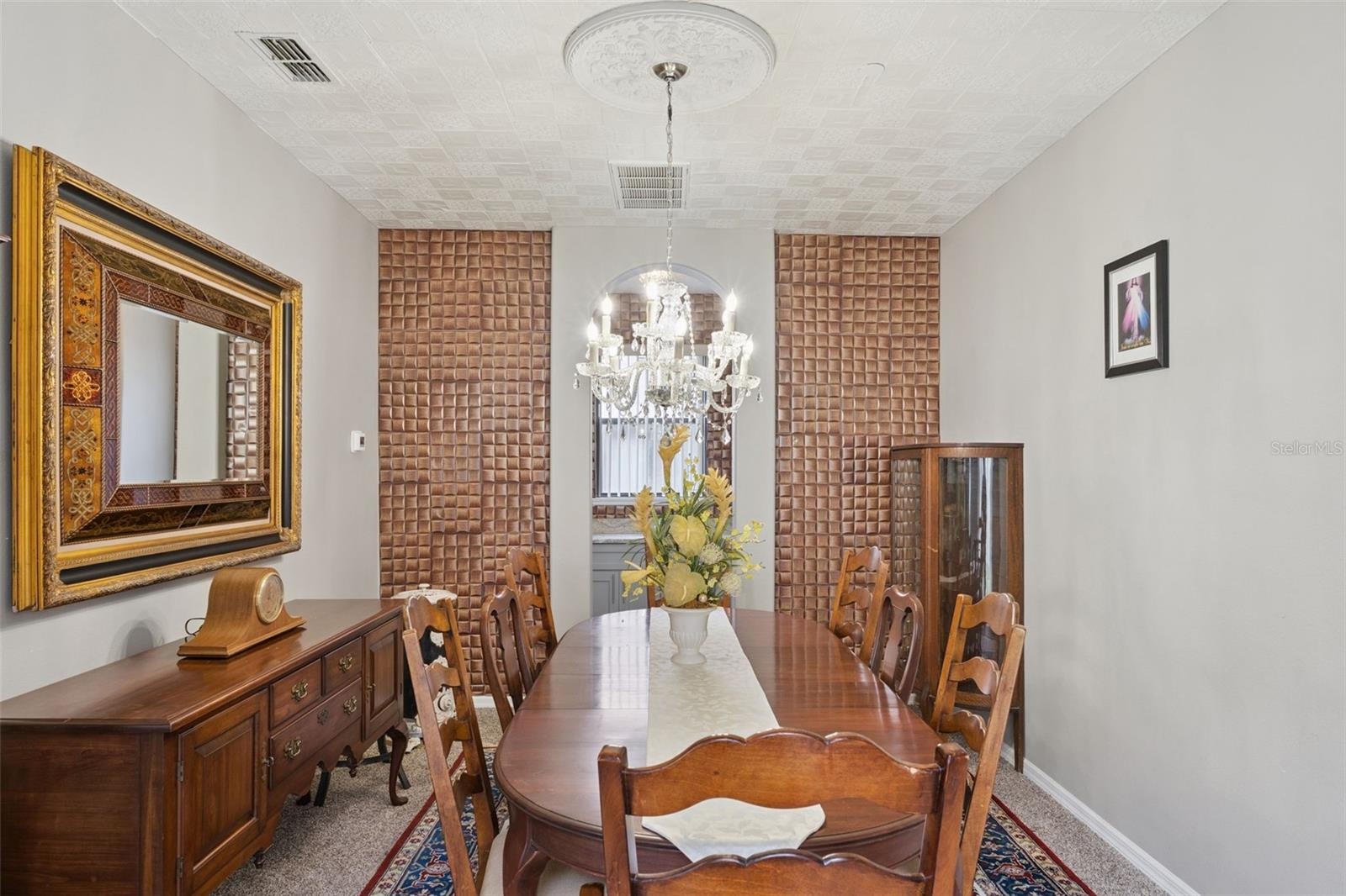 Formal Dining area with dry bar and window