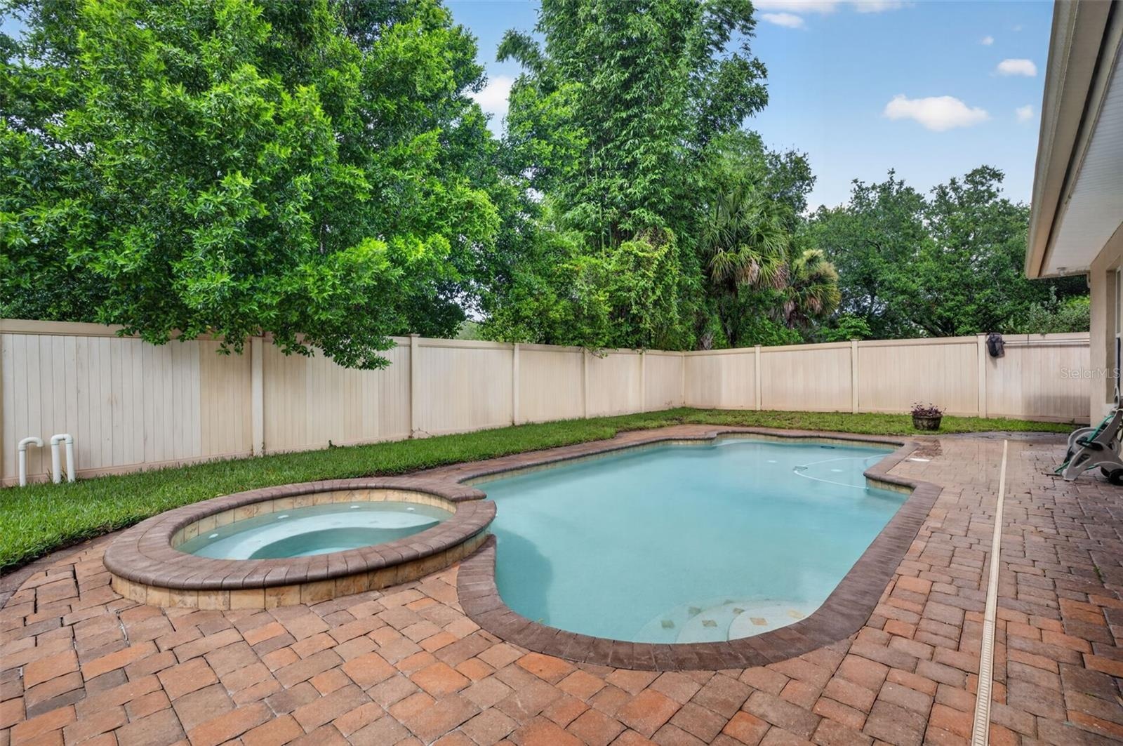 Enjoy cooling off during these hot days in the saltwater pool and spa