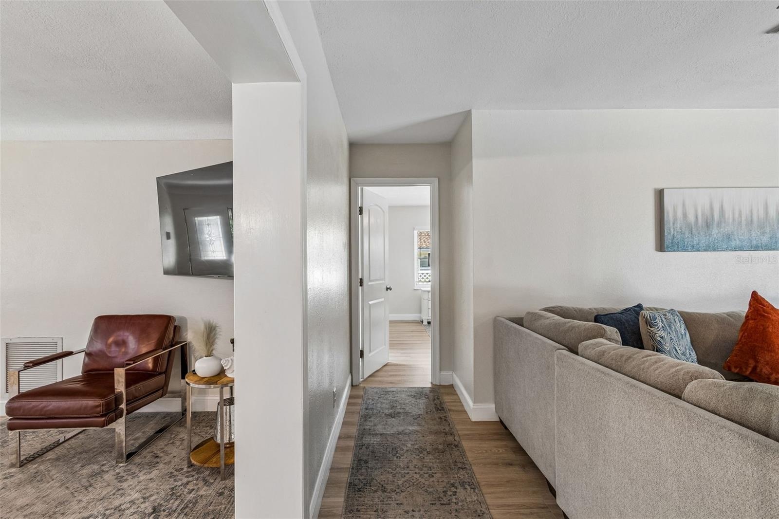 Living room on the left and family room on the right