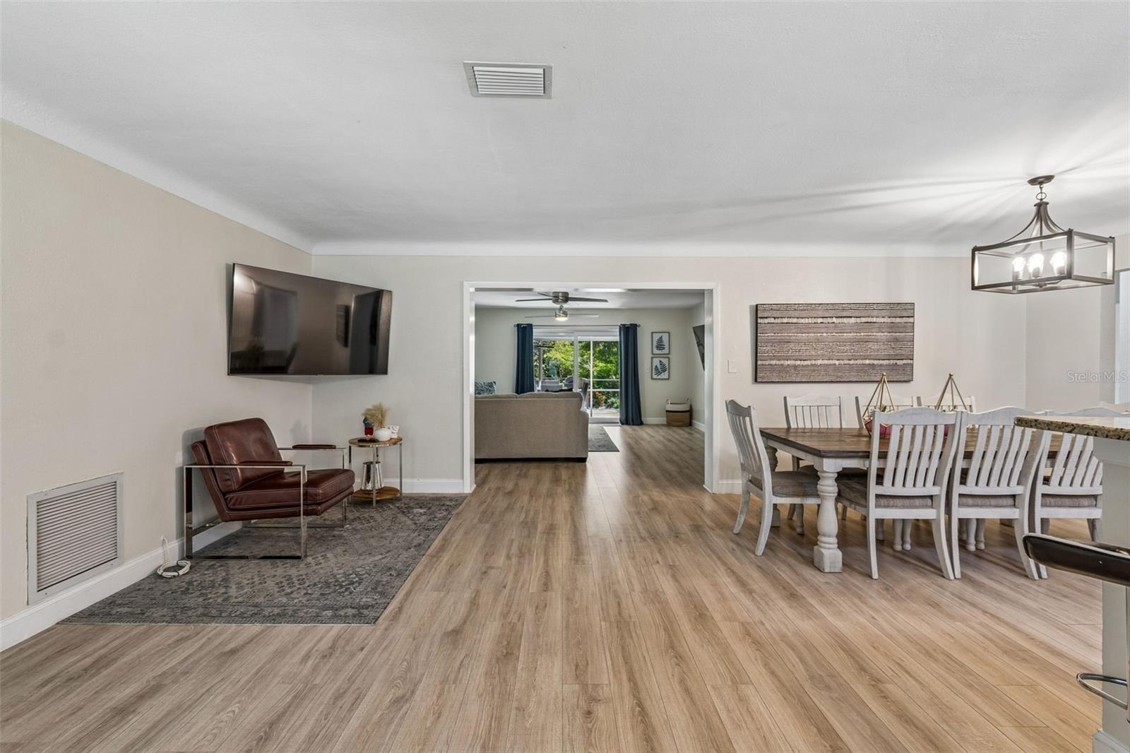 Living room and dining room