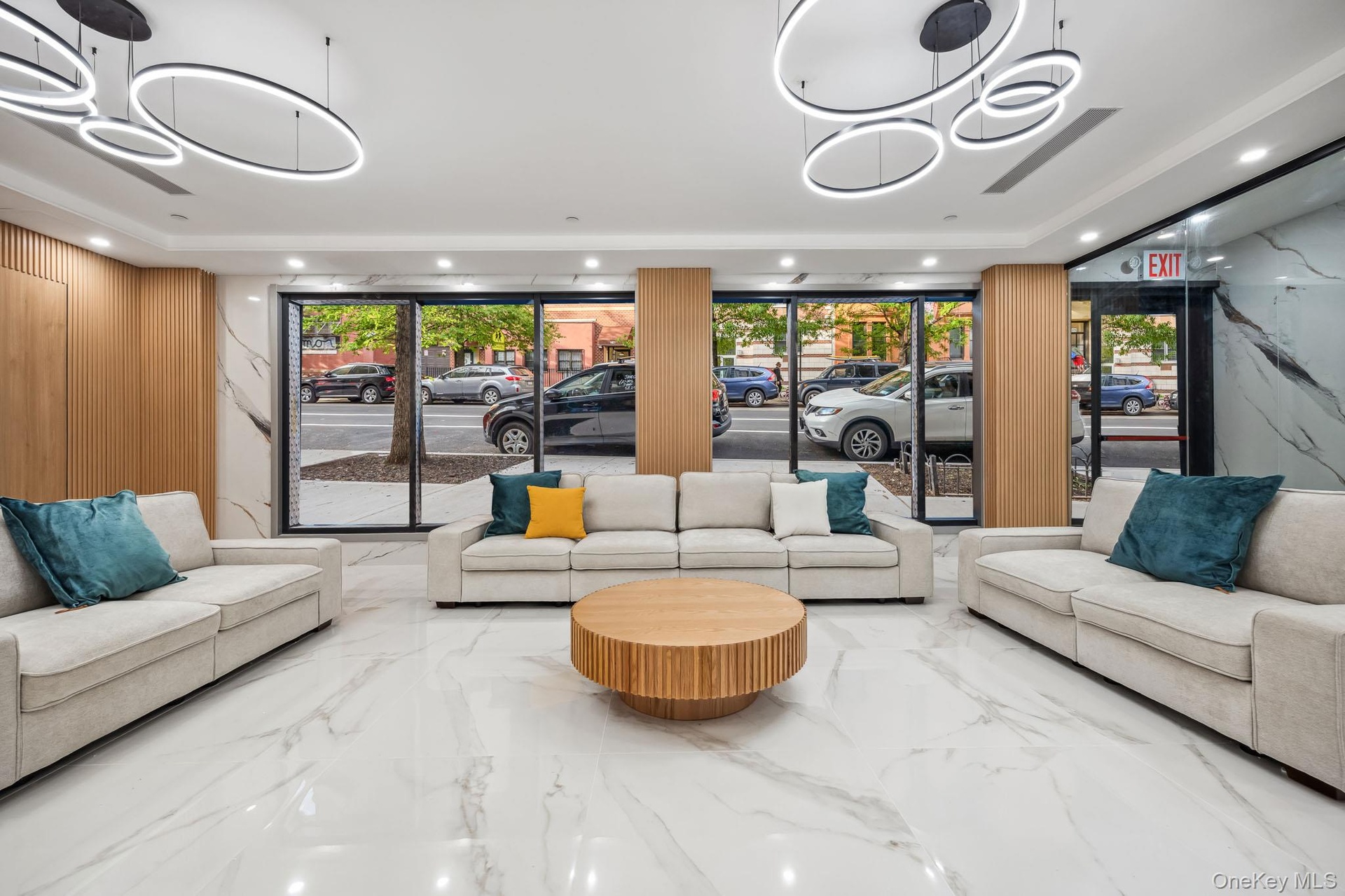Building lobby with recessed lighting