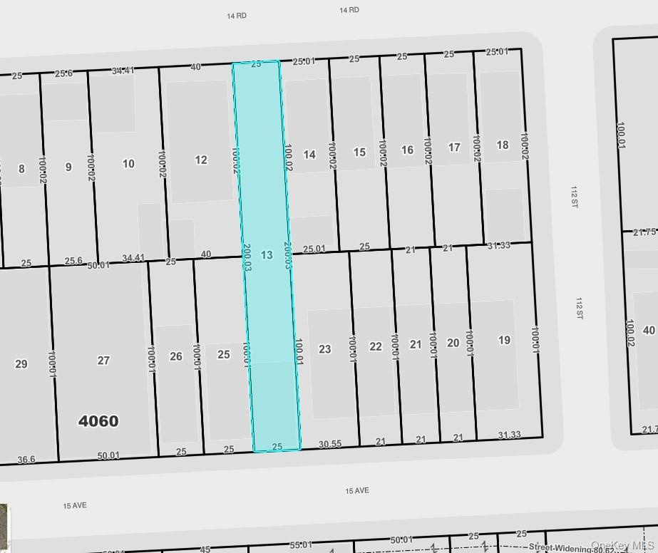 Digital Tax Map Showing Property Going Block To Block. It Fronts On Two Streets. 14th Road And 15th Ave.