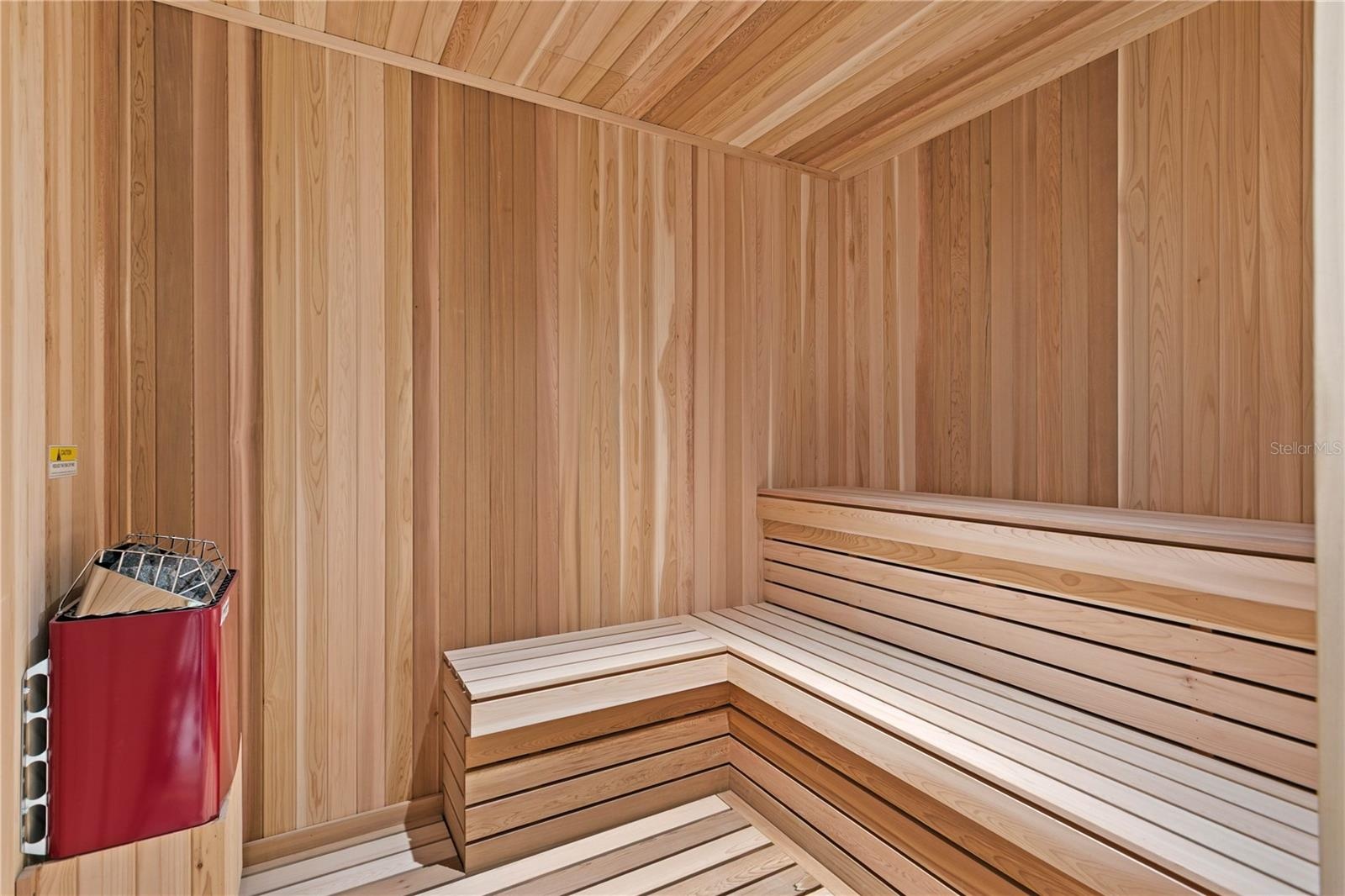 Men’s and women’s saunas serving the fitness center