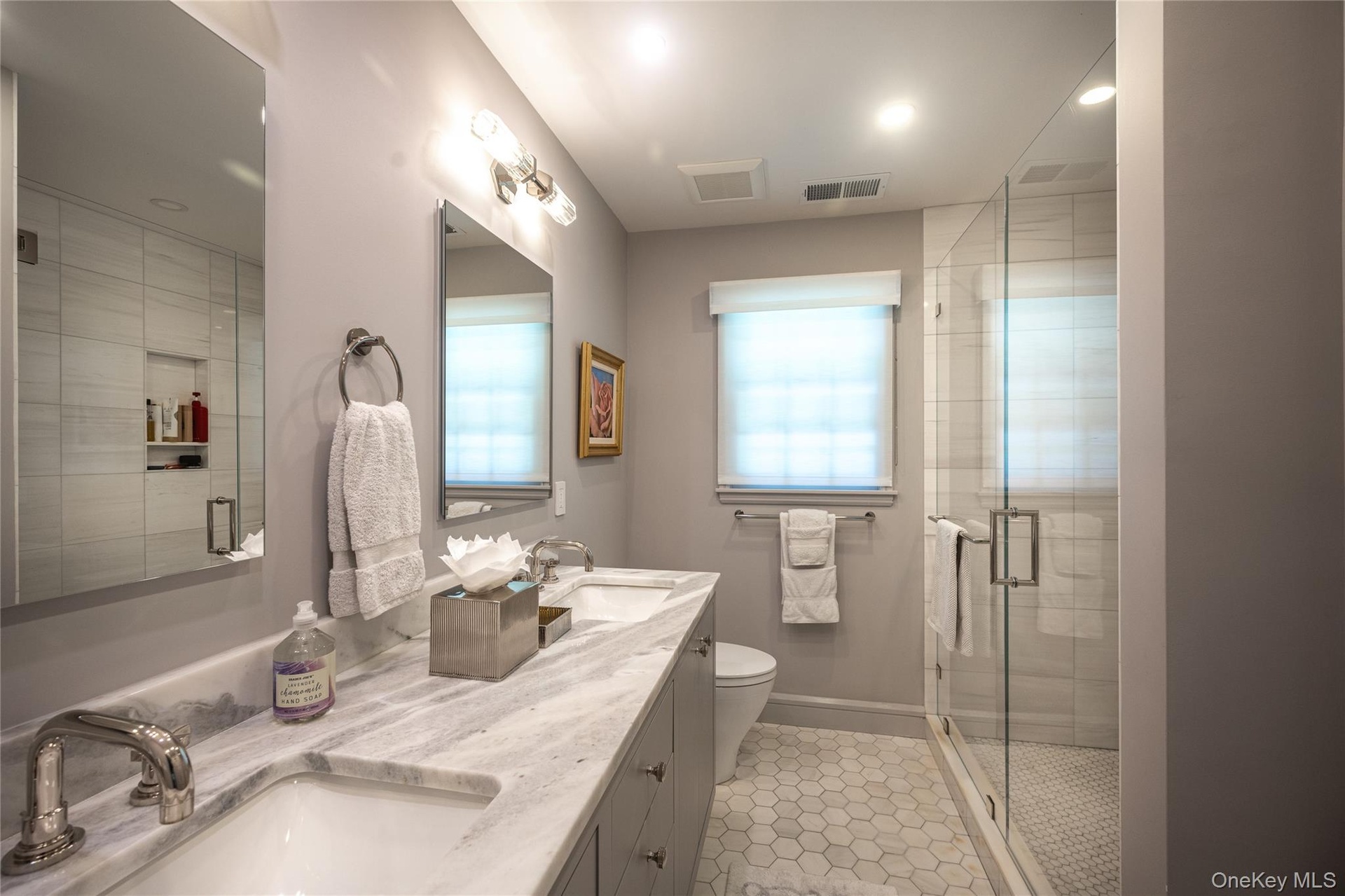 Primary Full Bath with Double Vanity and Linen Closet