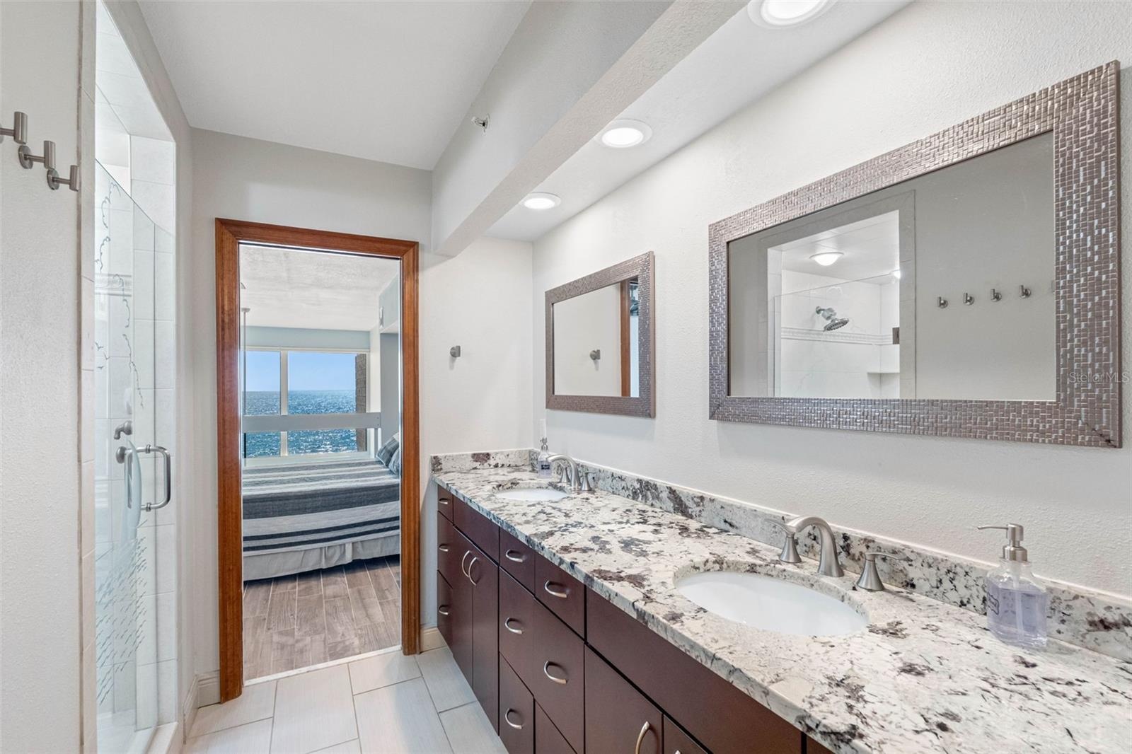 .. Master Bathroom Looking Out. Completely Remodeled..