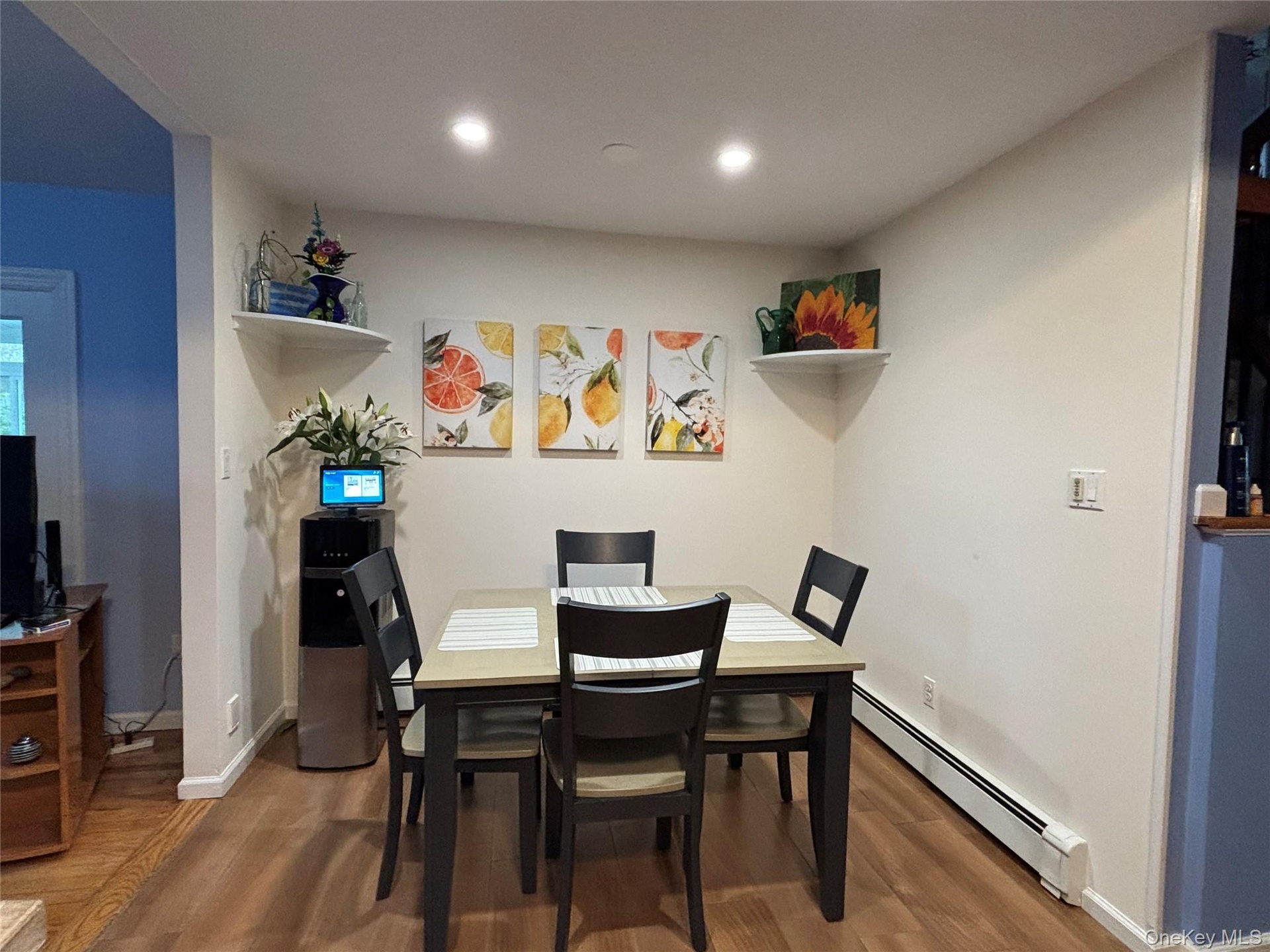 Dining area featuring recessed lighting and tile flooring