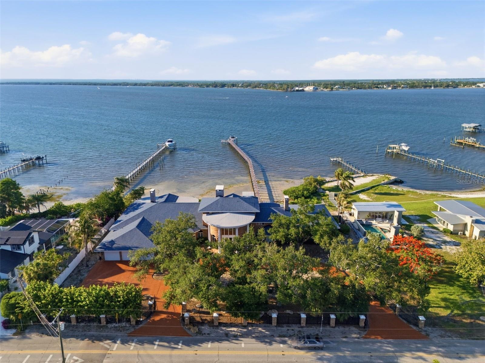 Framed from the front of the Grand Mansion, the Manatee River stretches toward the Gulf of America creating a stunning coastal backdrop.