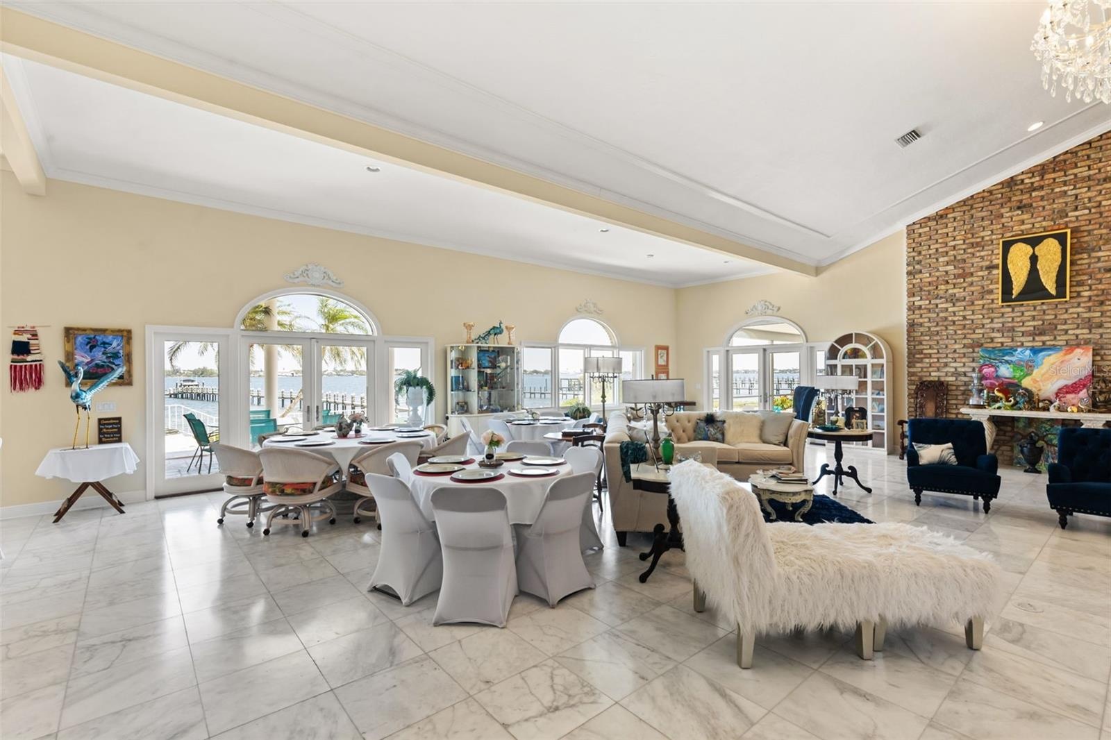 The elegant ballroom showcases commanding breathtaking panoramic views of the Manatee River.