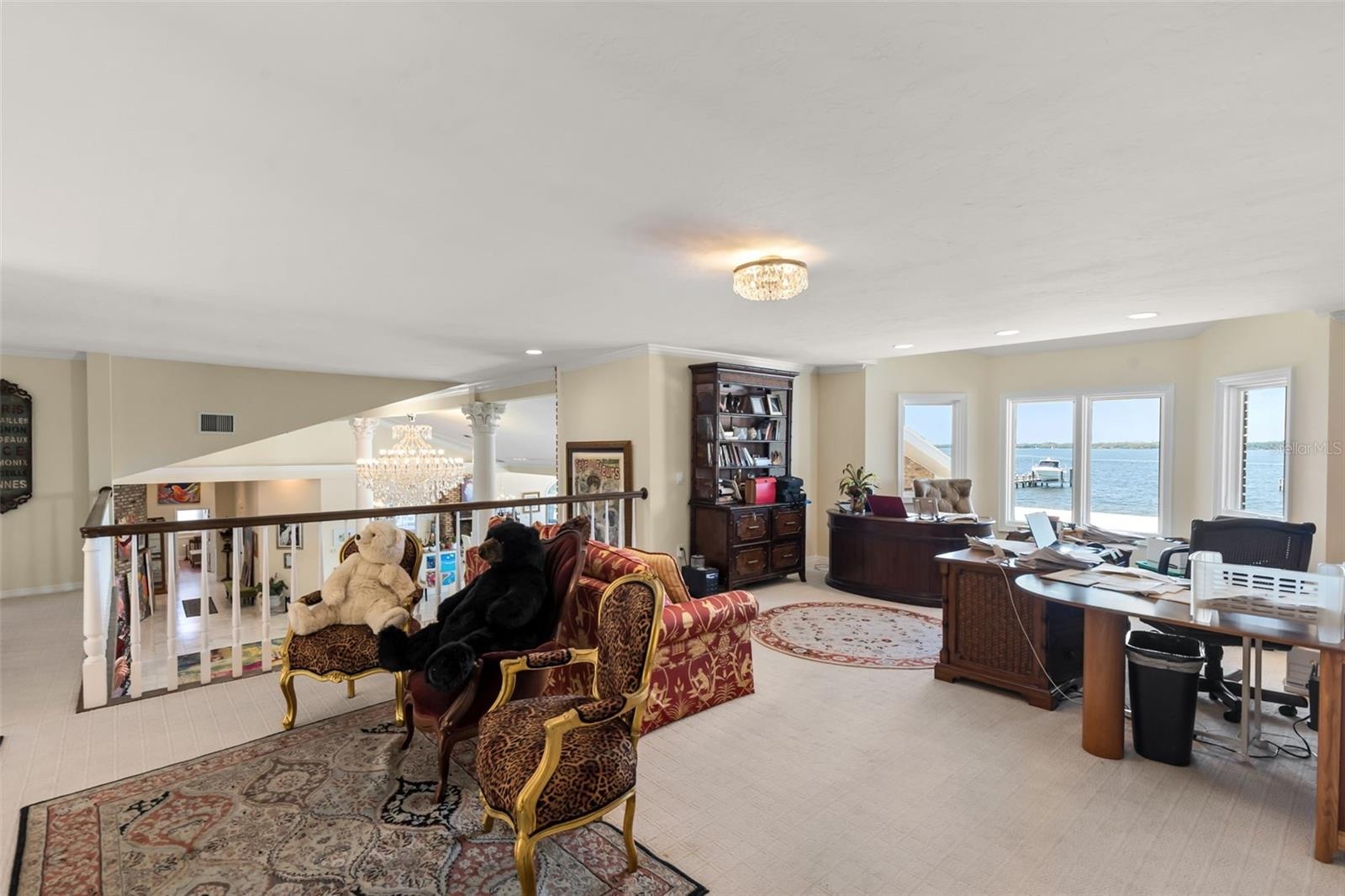 Office area overlooking grand open area