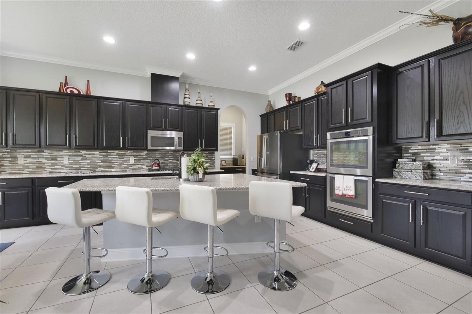Kitchen with island view