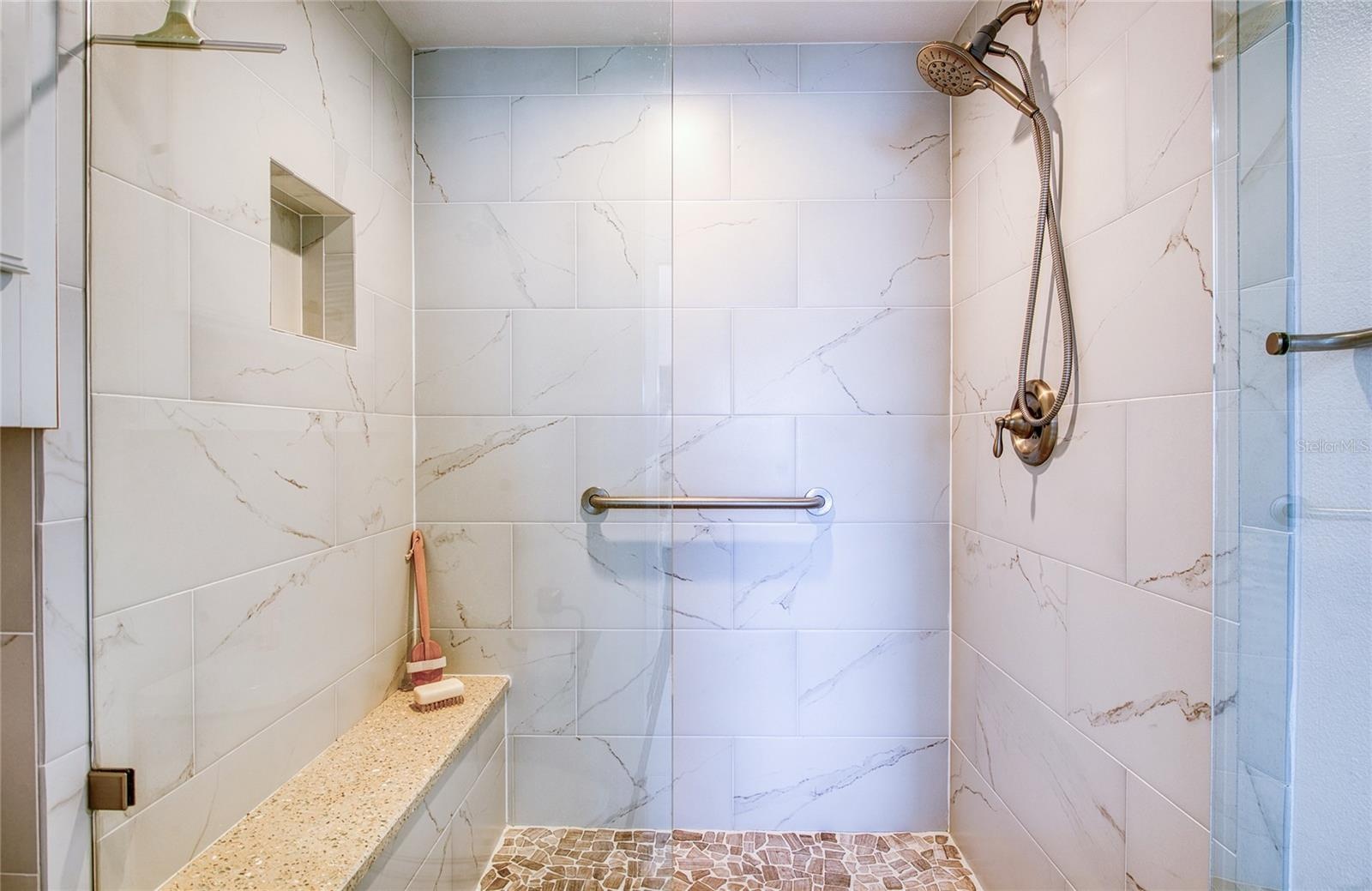 Large shower in primary bathroom