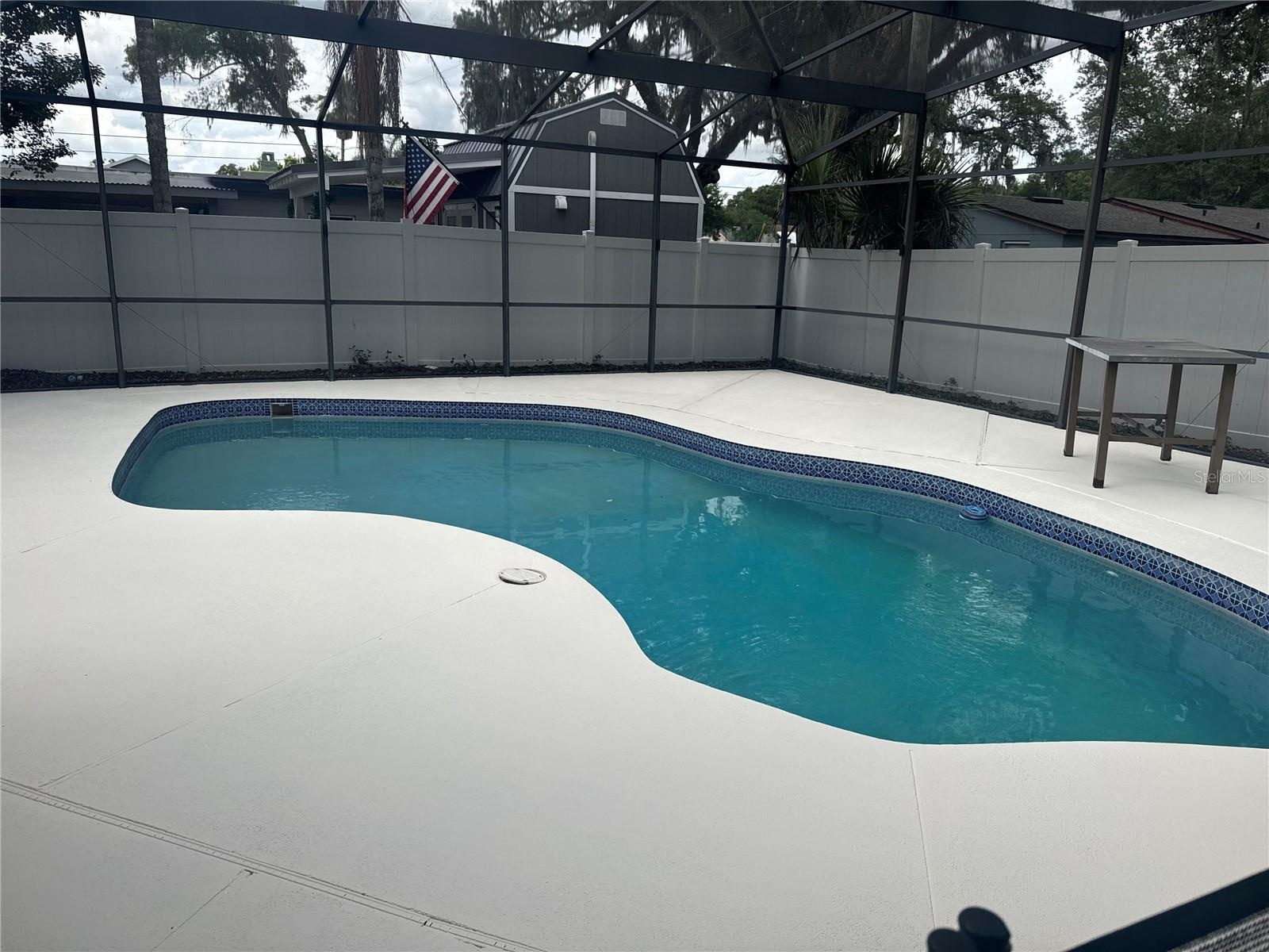 New painted pool deck