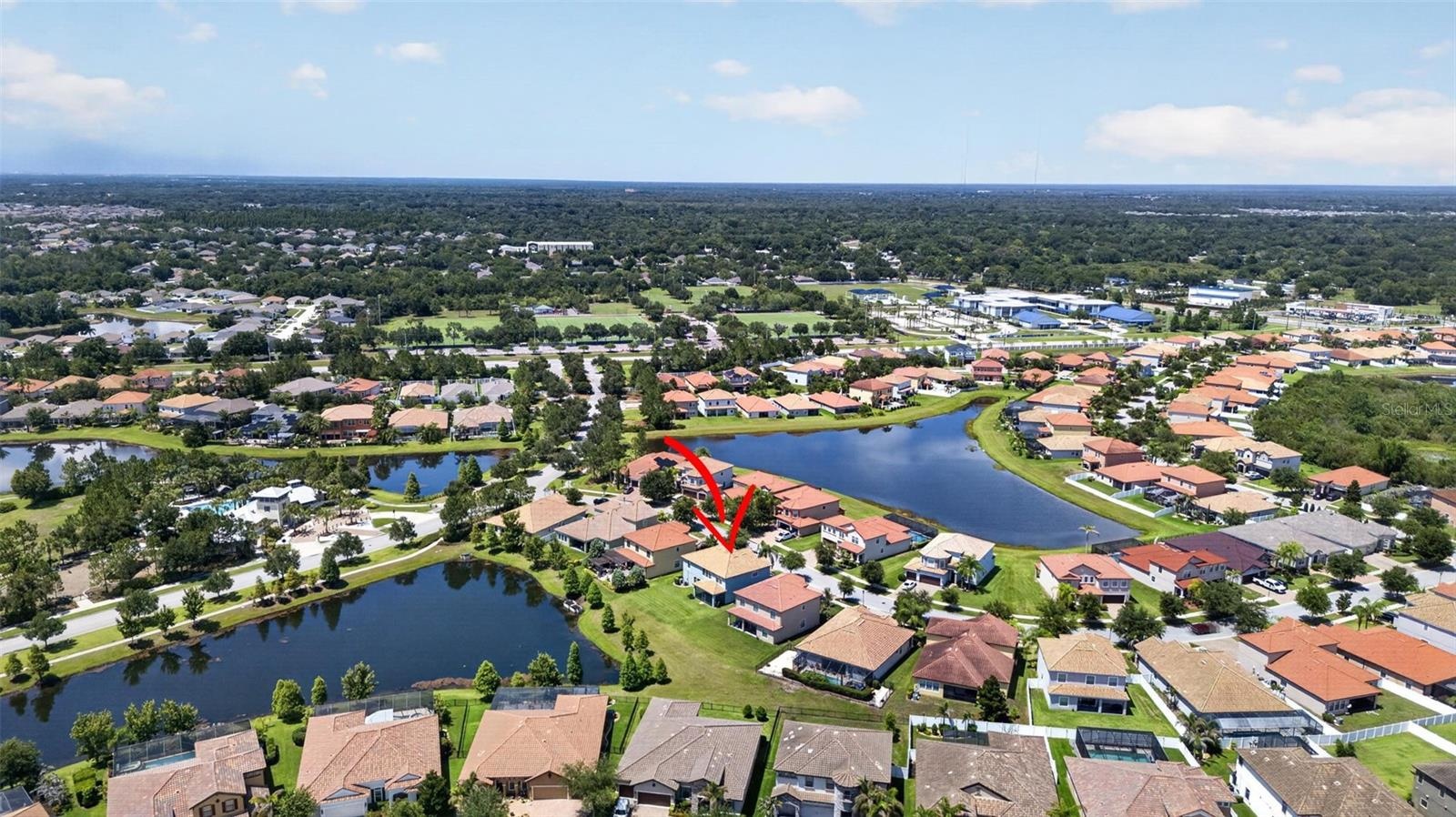 Picturesque Views of the Community from 2nd Floor! Aerial View of WCI Lennar Home on Premium Water Lot in Waterleaf Community! Located Near Entrance &
