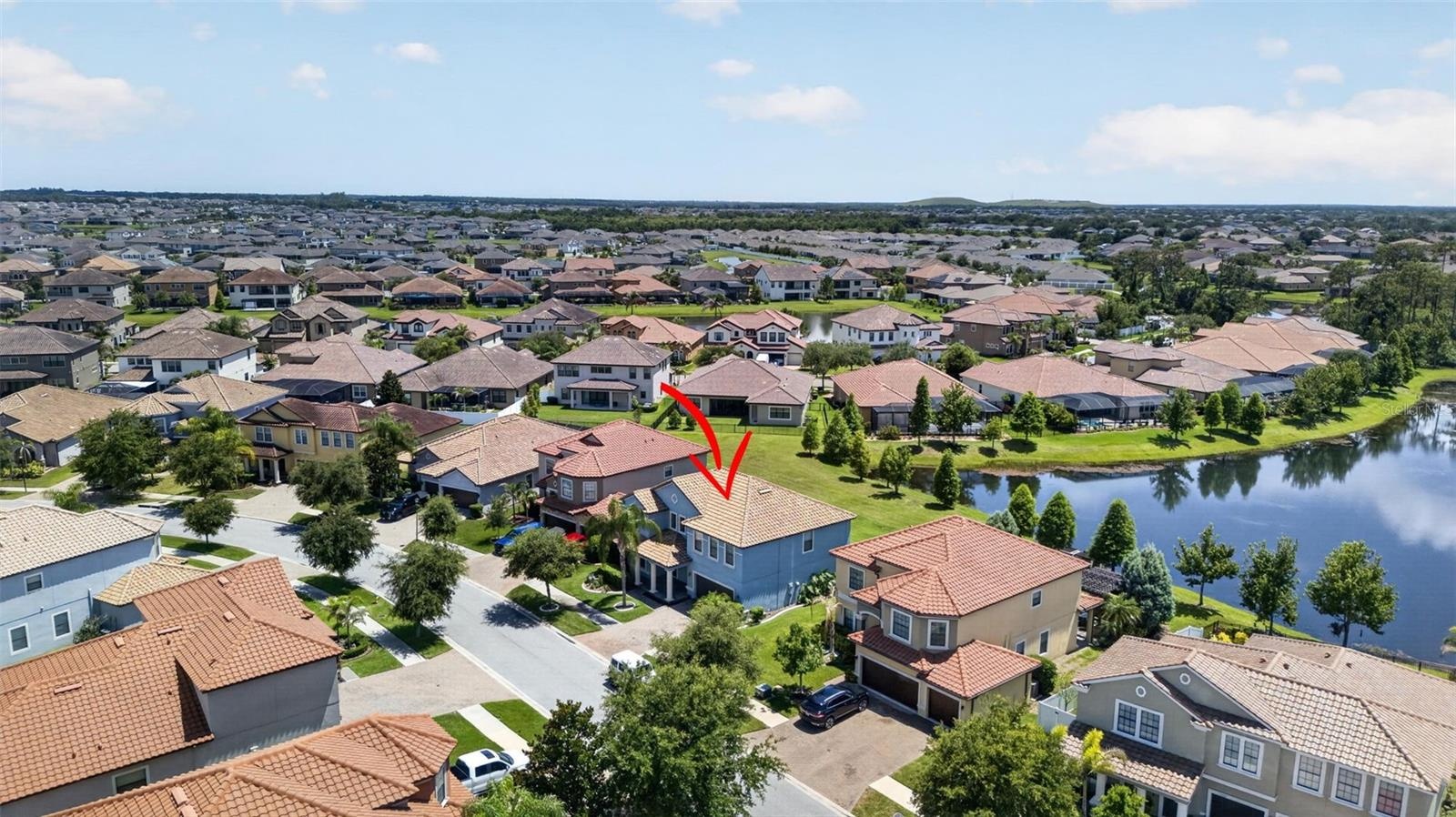 Picturesque Views of the Community from 2nd Floor! Aerial View of WCI Lennar Home on Premium Water Lot in Waterleaf Community! Located Near Entrance &