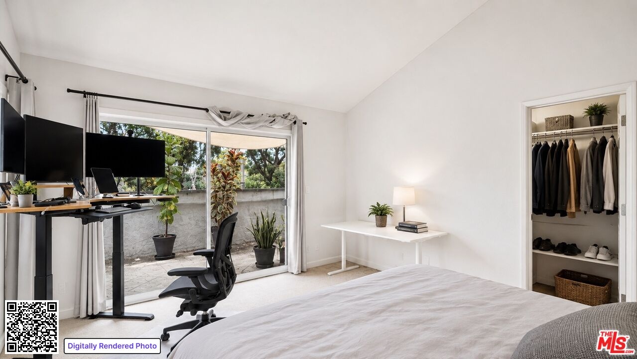 The spacious bedroom offers a