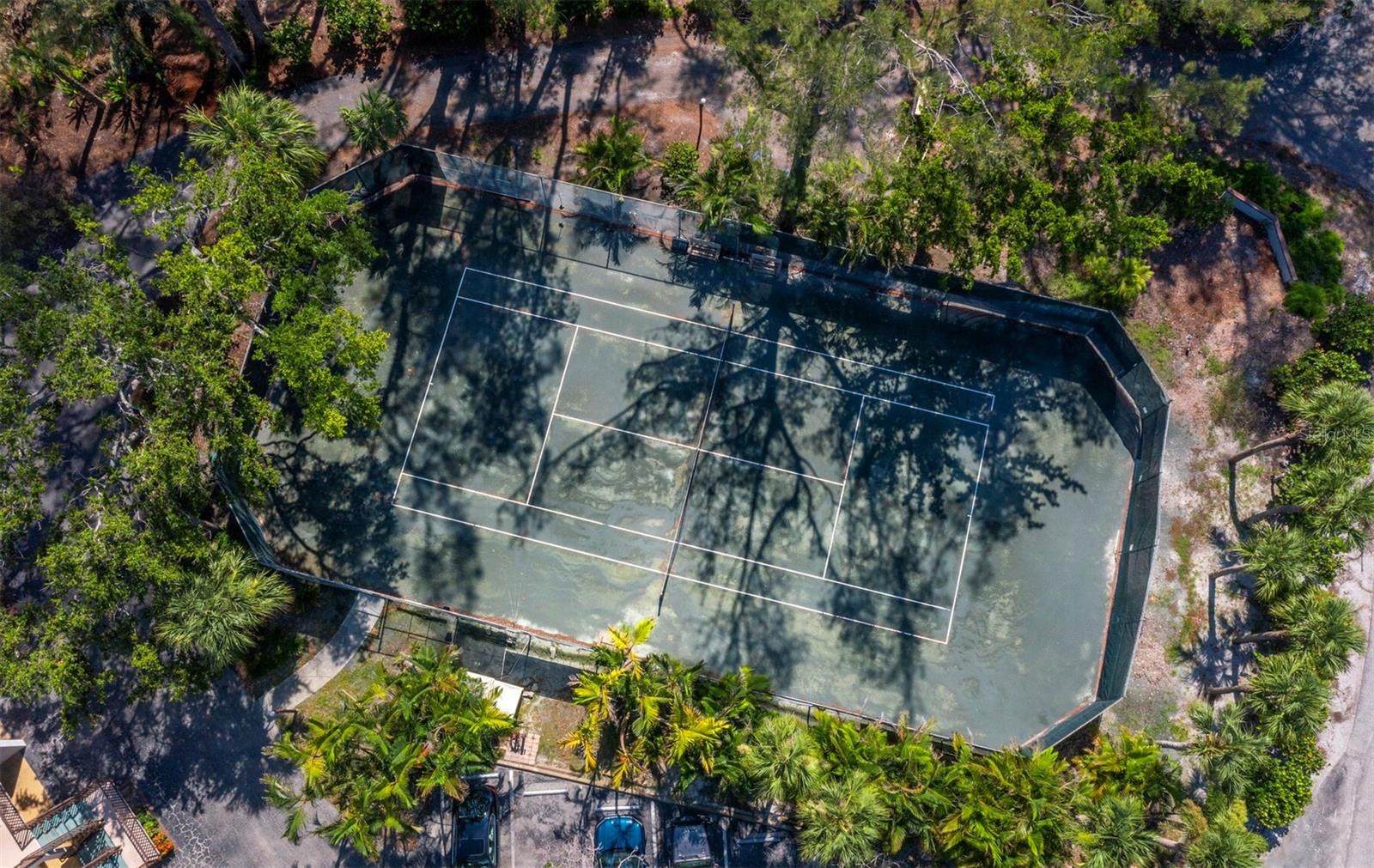 The private clay tennis court