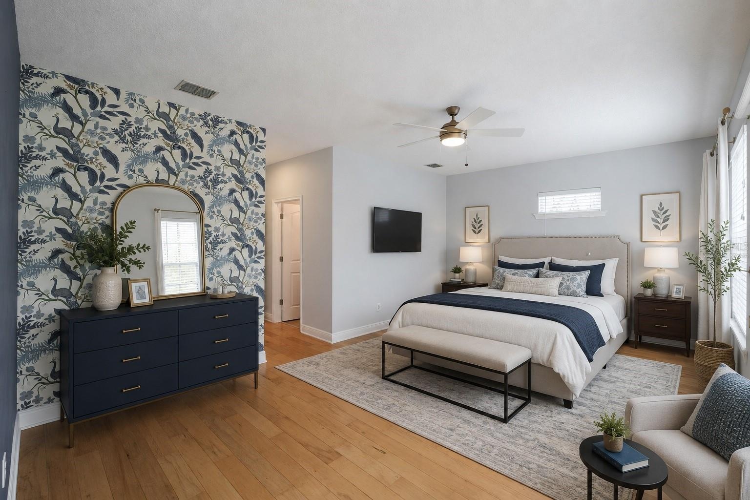 Virtually Staged Primary Bedroom
