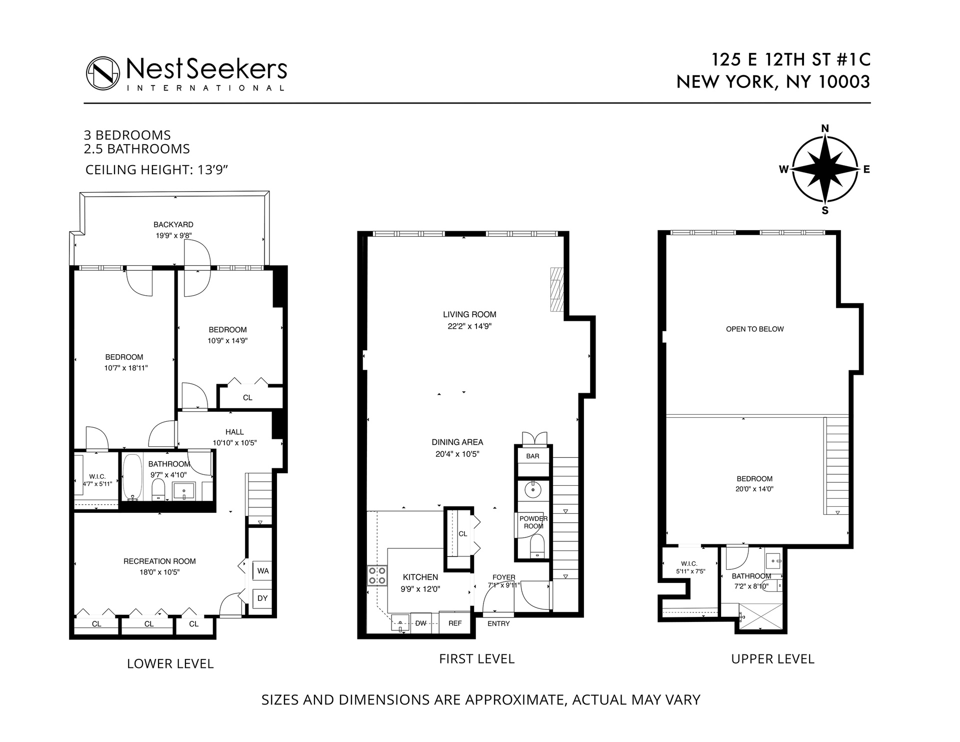 125 East 12th Street 1-C Greenwich Village New York NY 10003