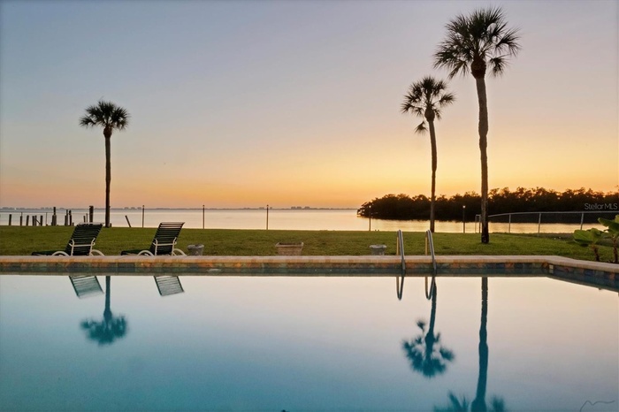 View of the pool overlooking Sarasota Bay