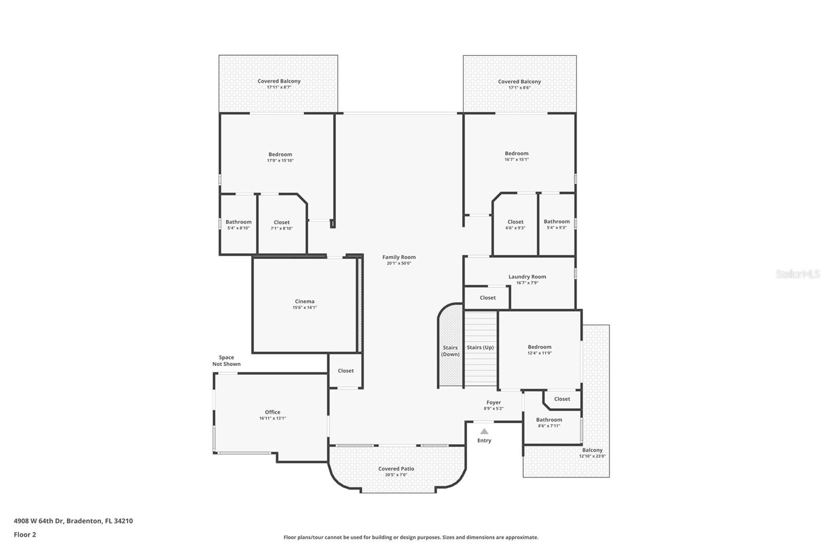 2nd floor with family room, theatre room, bedrooms and office