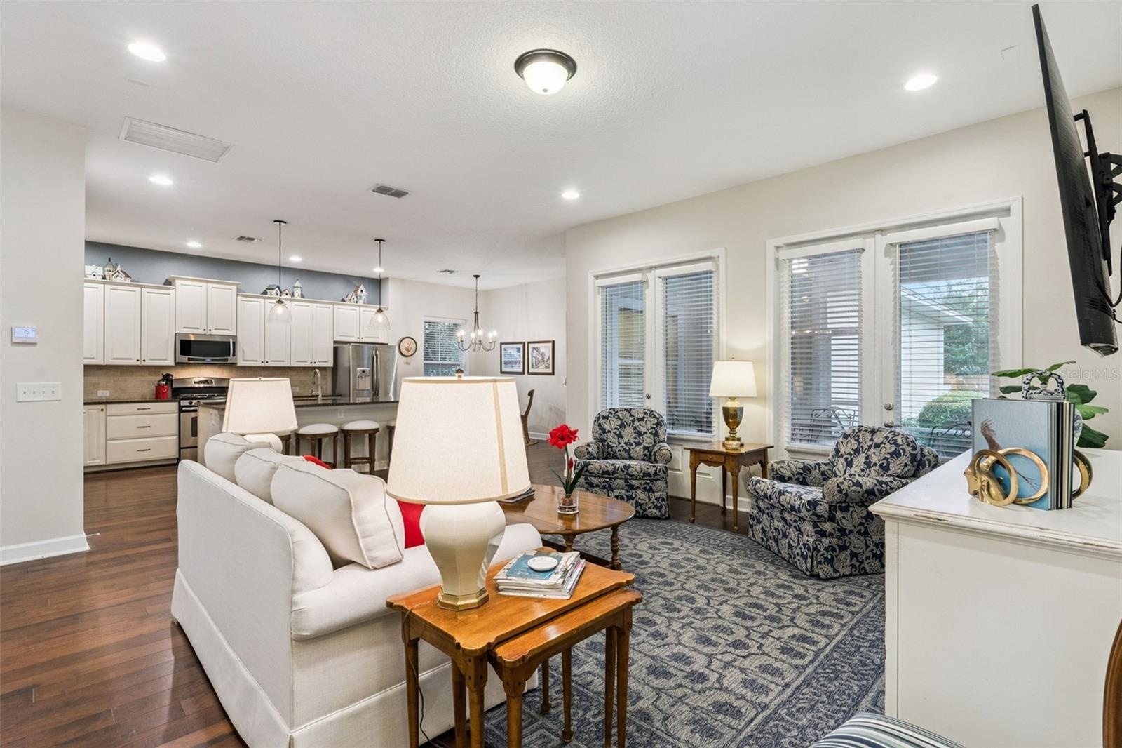 Living Room with Double French Doors to Lanai