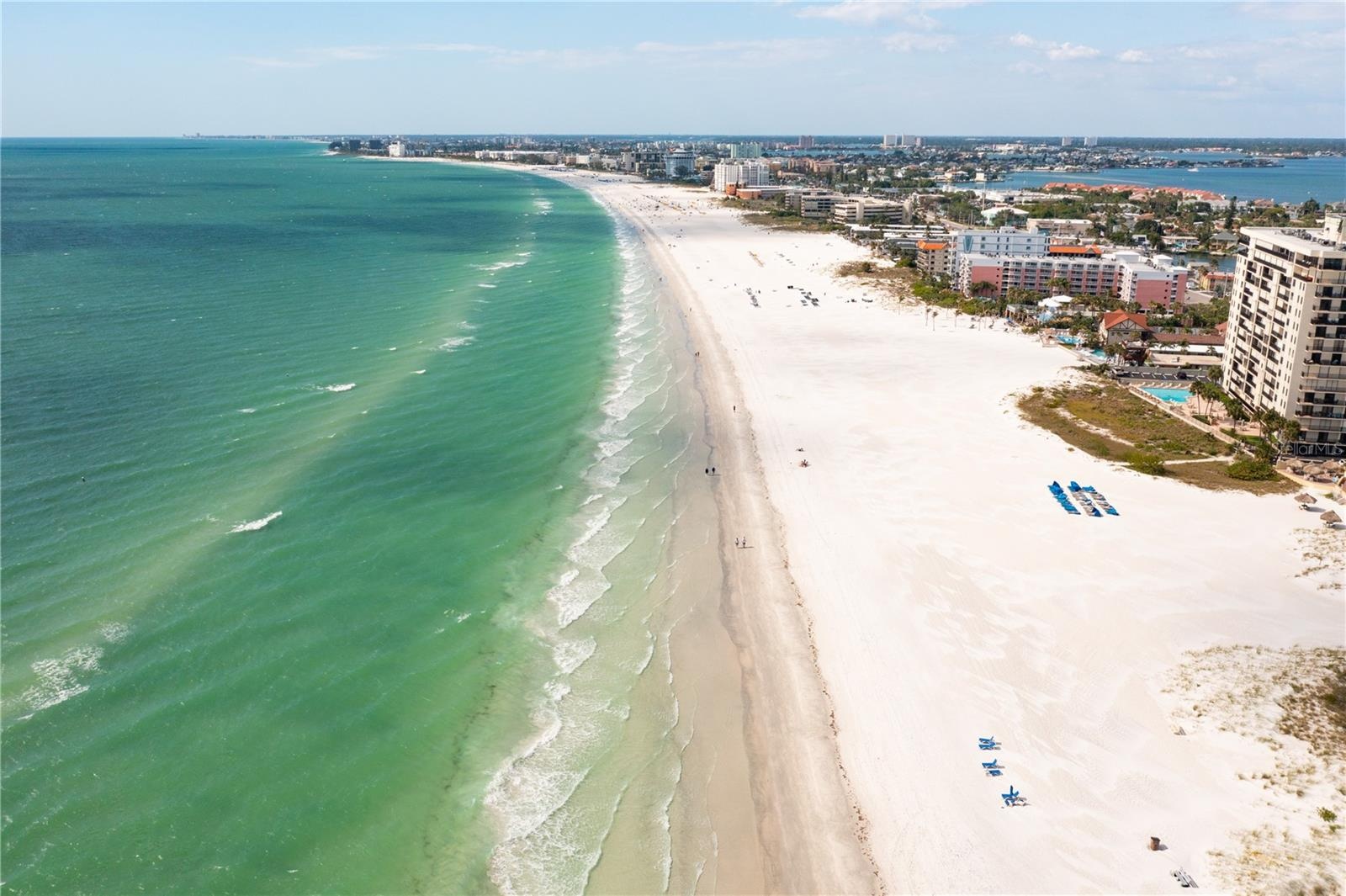 St. Pete's sugary beach sand directly across the street