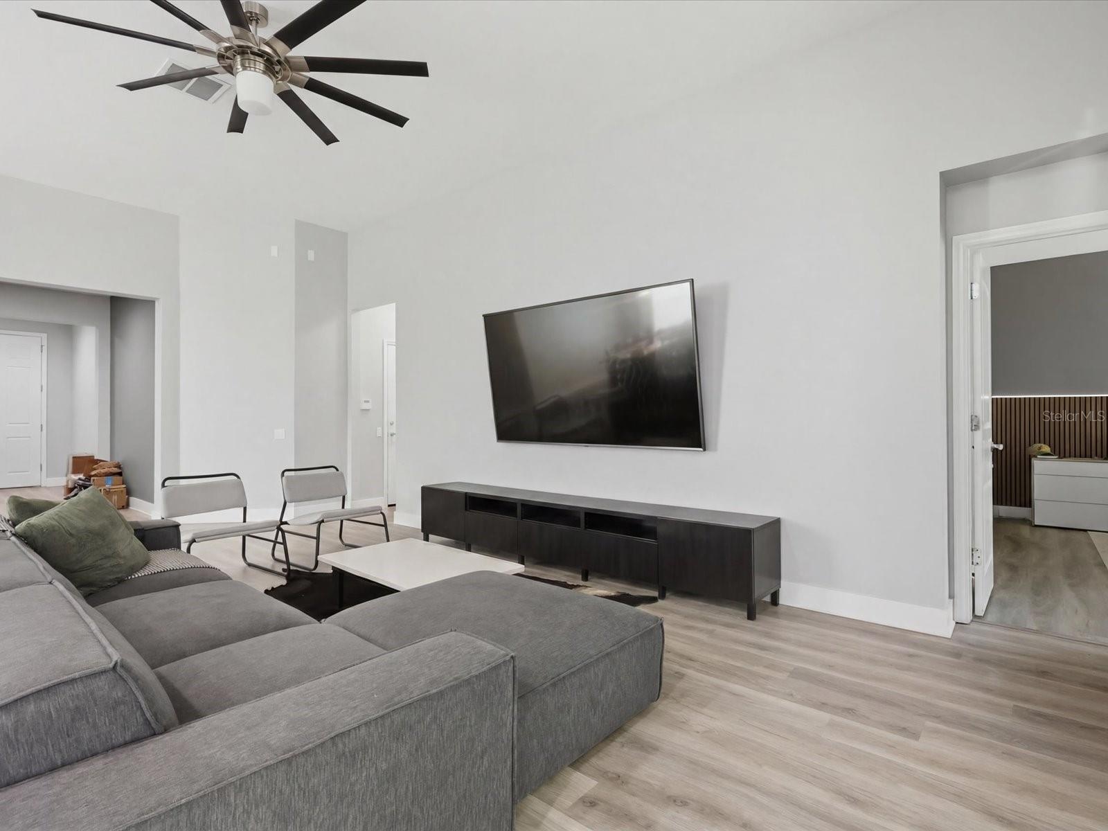 View of the living room from the kitchen