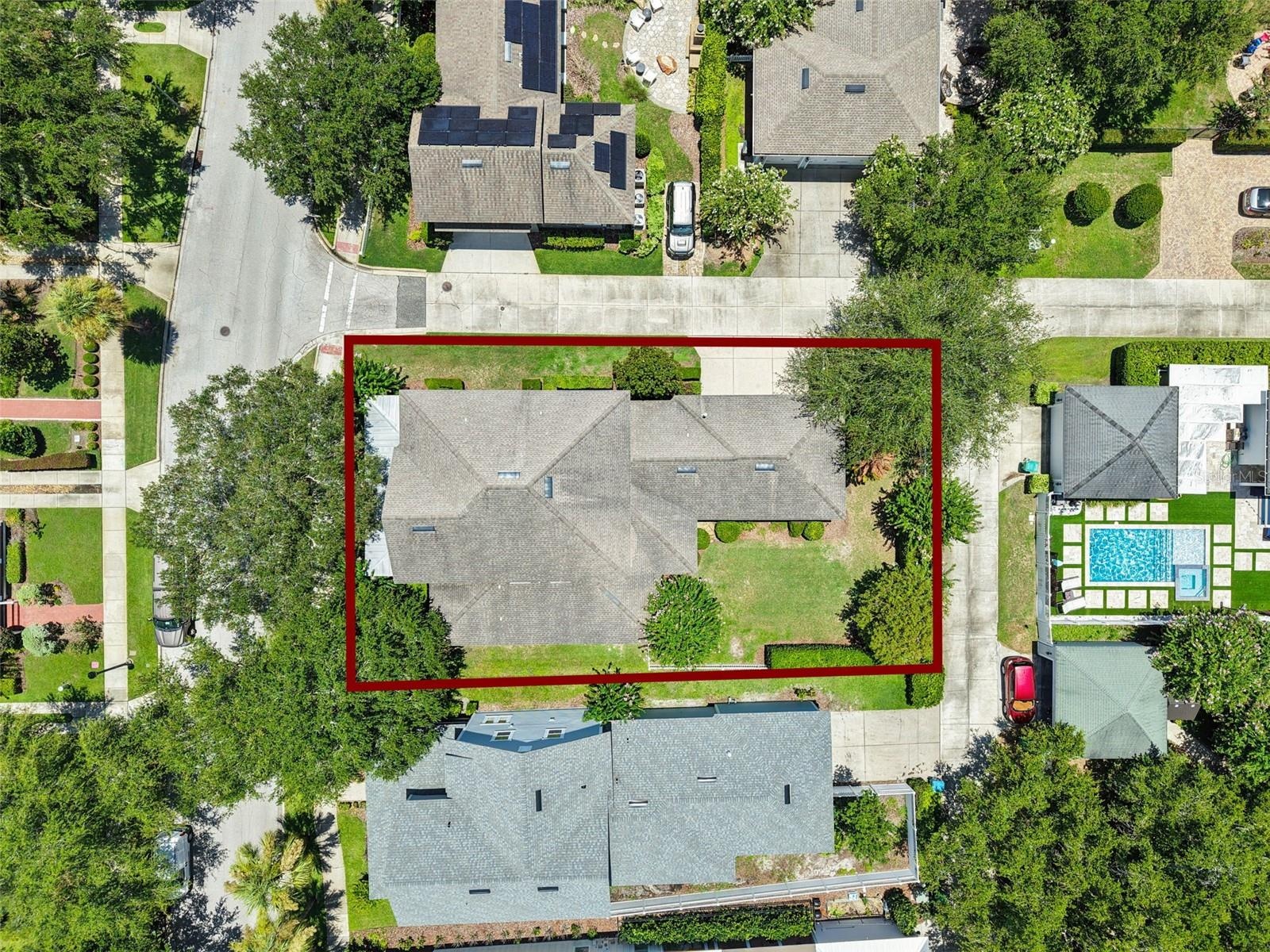 Aerial View of Large Fenced Yard
