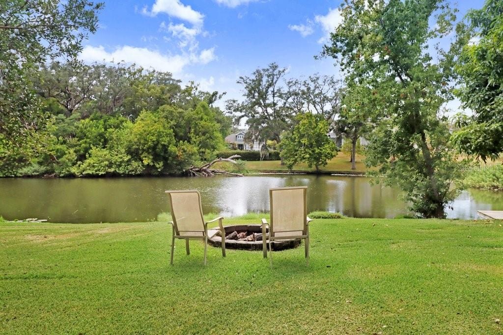 Fire pit overlooking spring fed lake