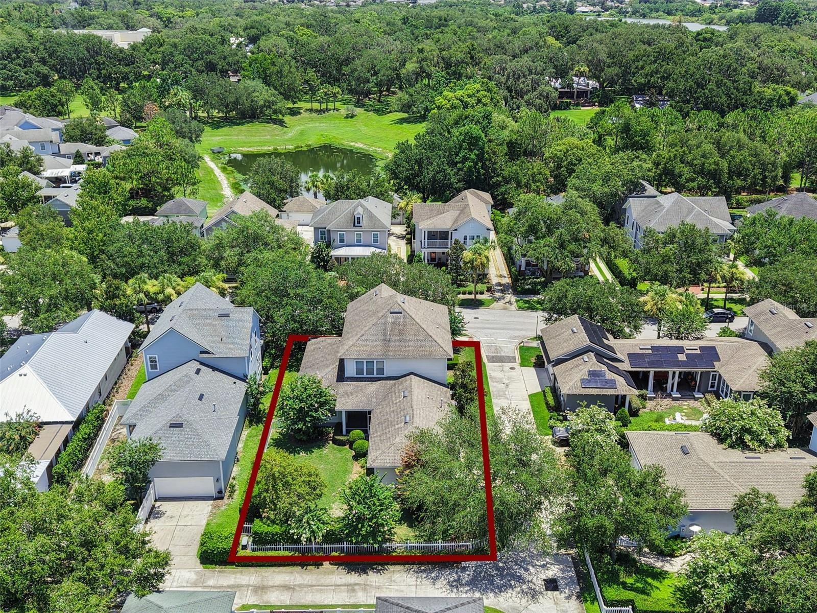 Aerial View of Large Fenced Yard