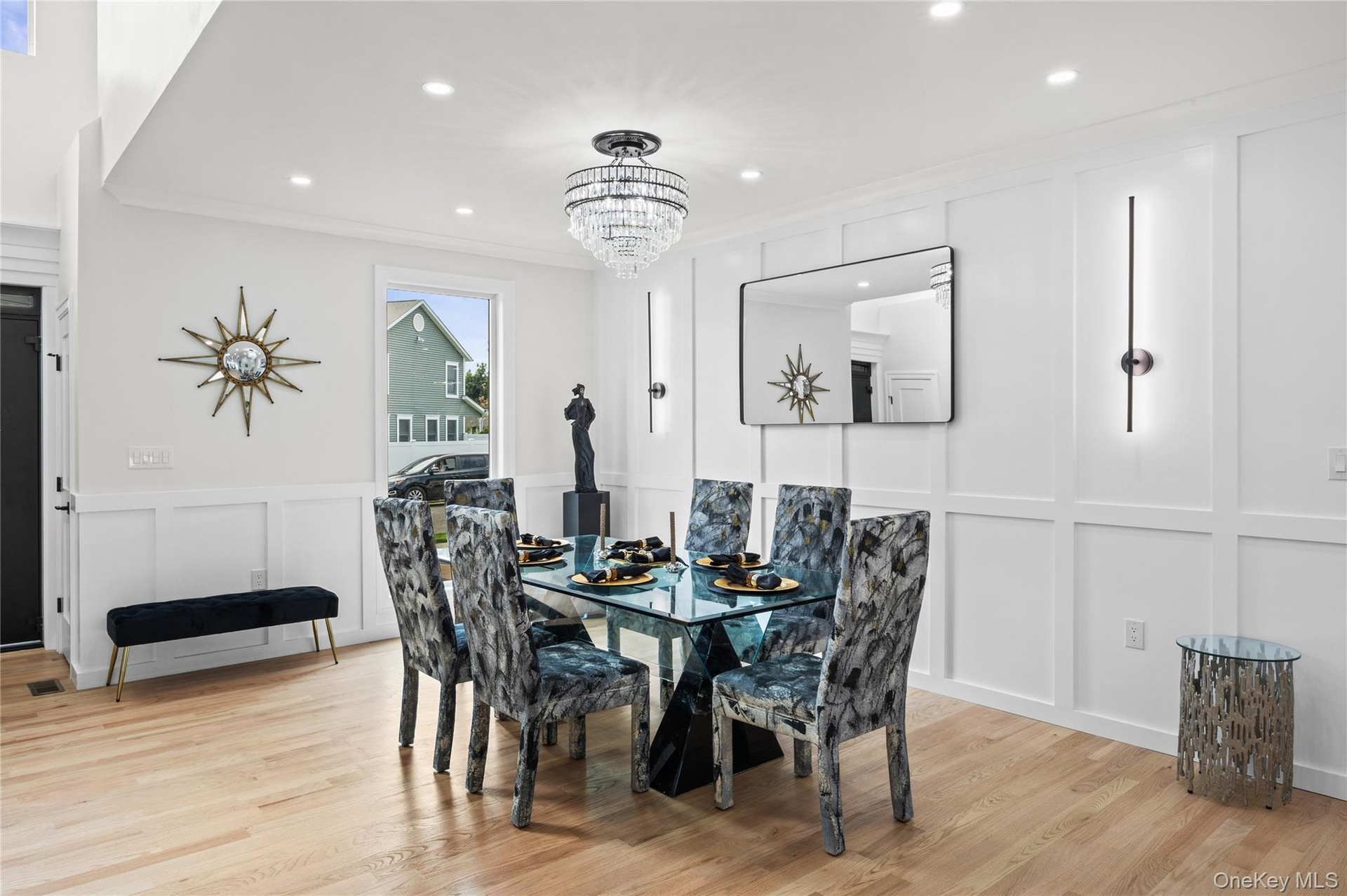 HUGE FORMAL DINING ROOM with custom millwork and lighting
