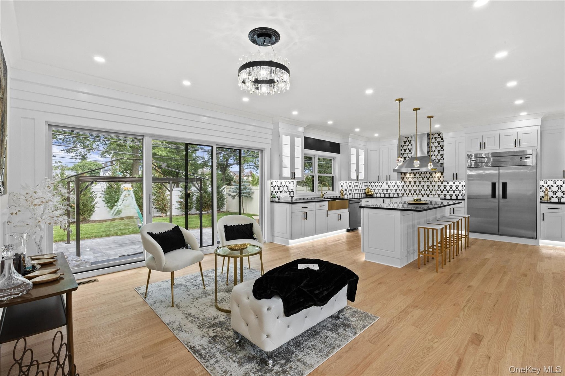 Formal Living Room area with sliders to backyard patio