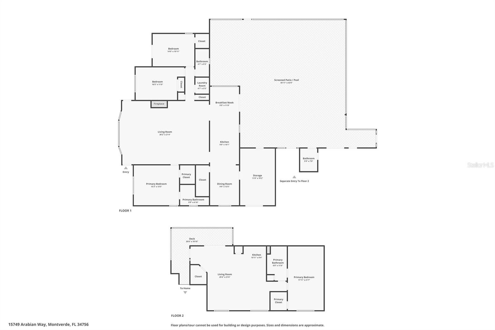Floorplans of Main house and separate apartment