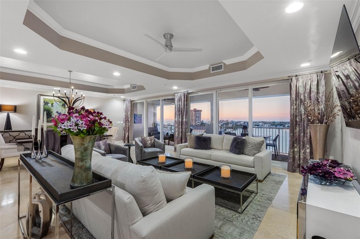 .. 5 Star Unit With Timeless Gulf & Intracoastal Views. The Attention To Detail Is Apparent From The  28' Entrance Foyer With Art Alcoves , 10' Tray C
