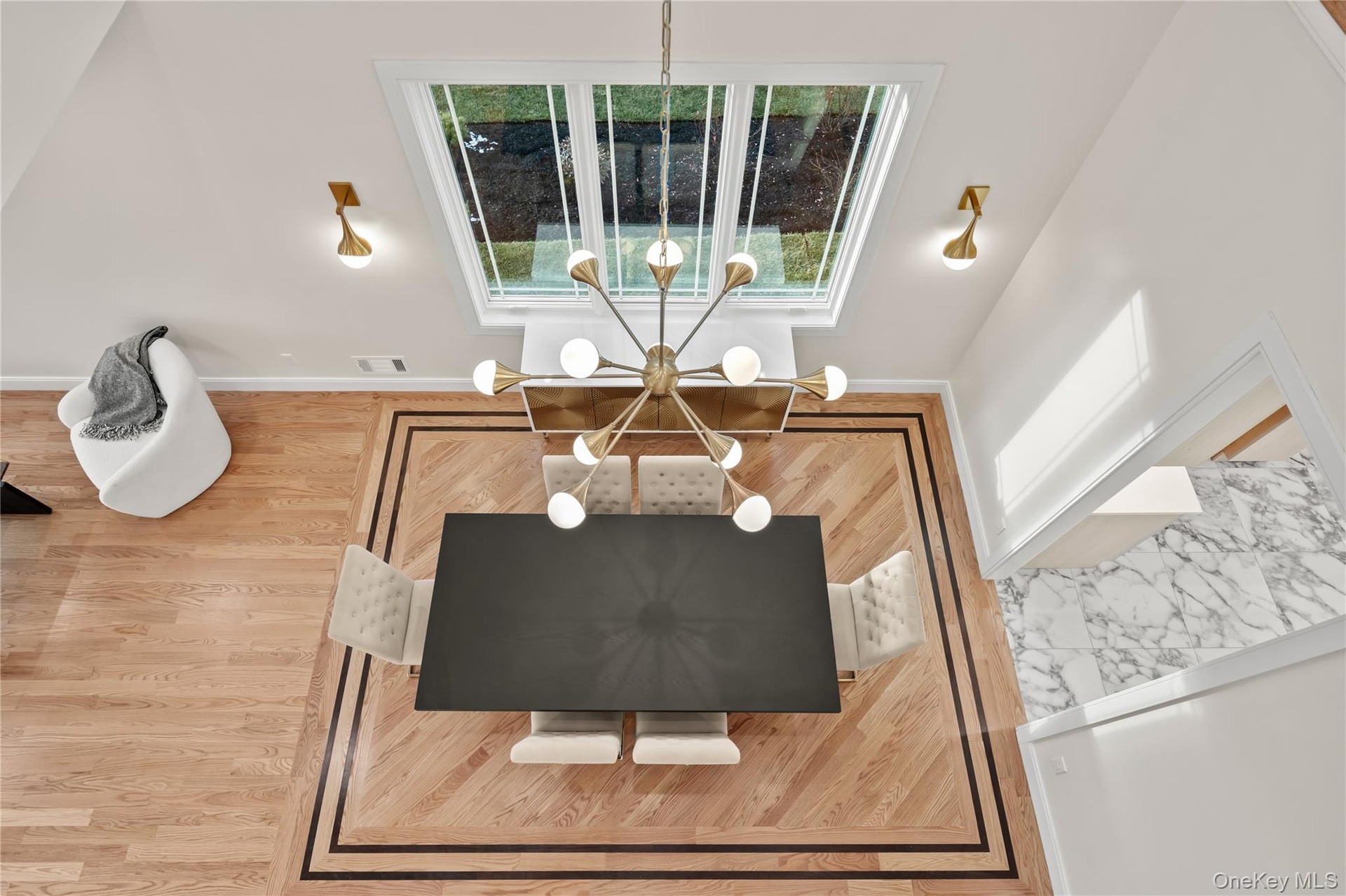 Dining area with wood finished floors