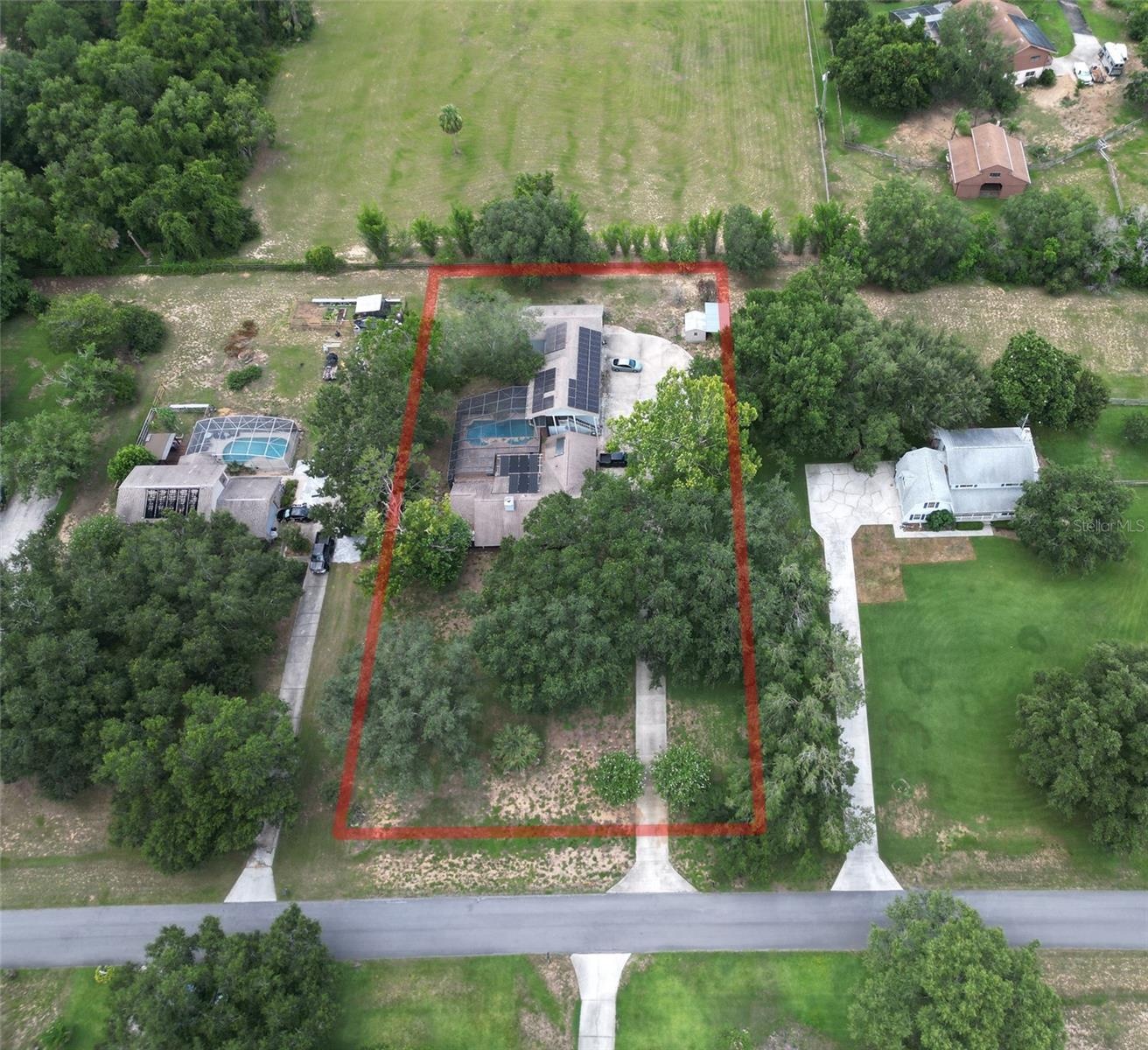 front aerial property view