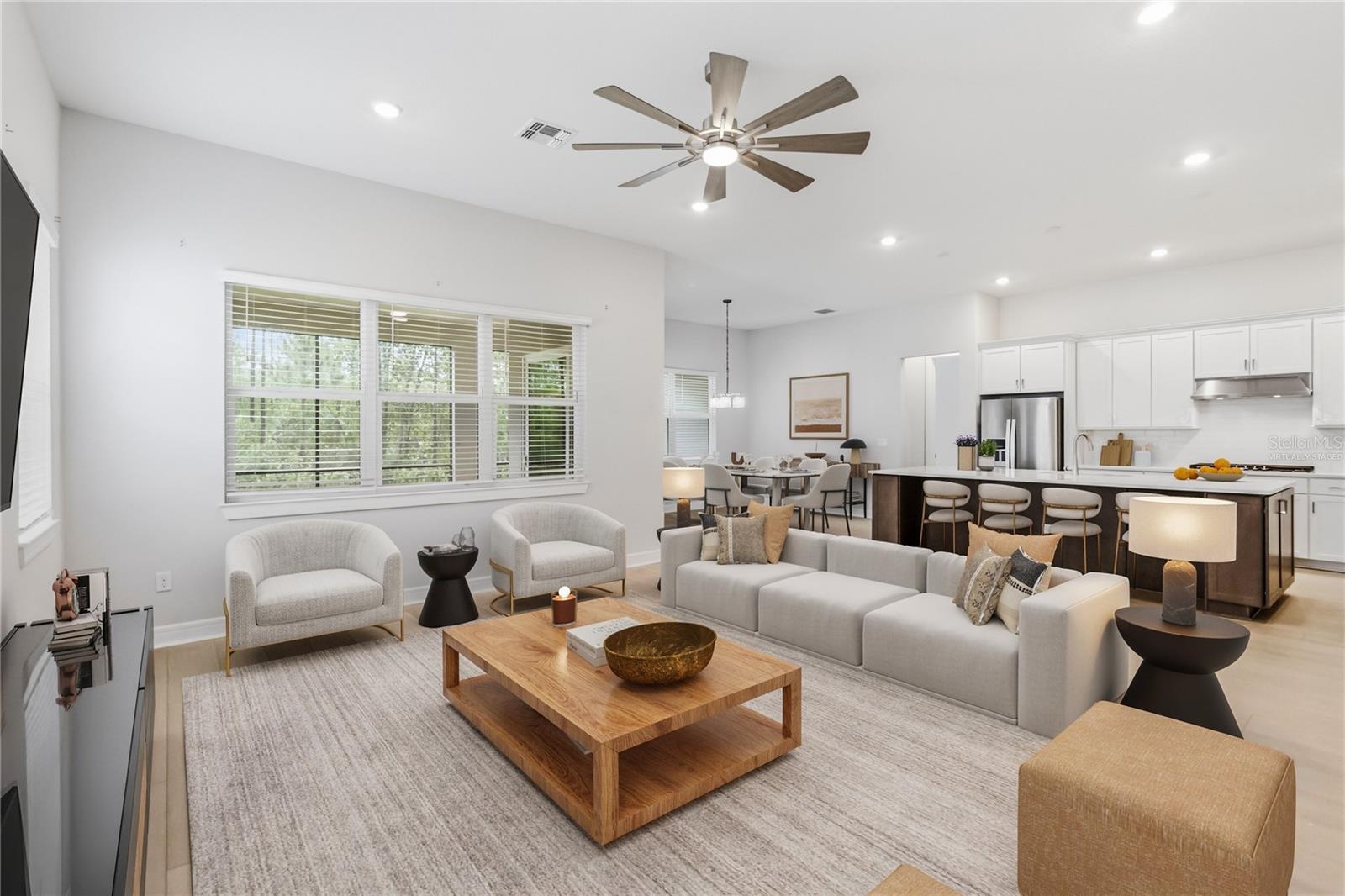 virtually staged great room