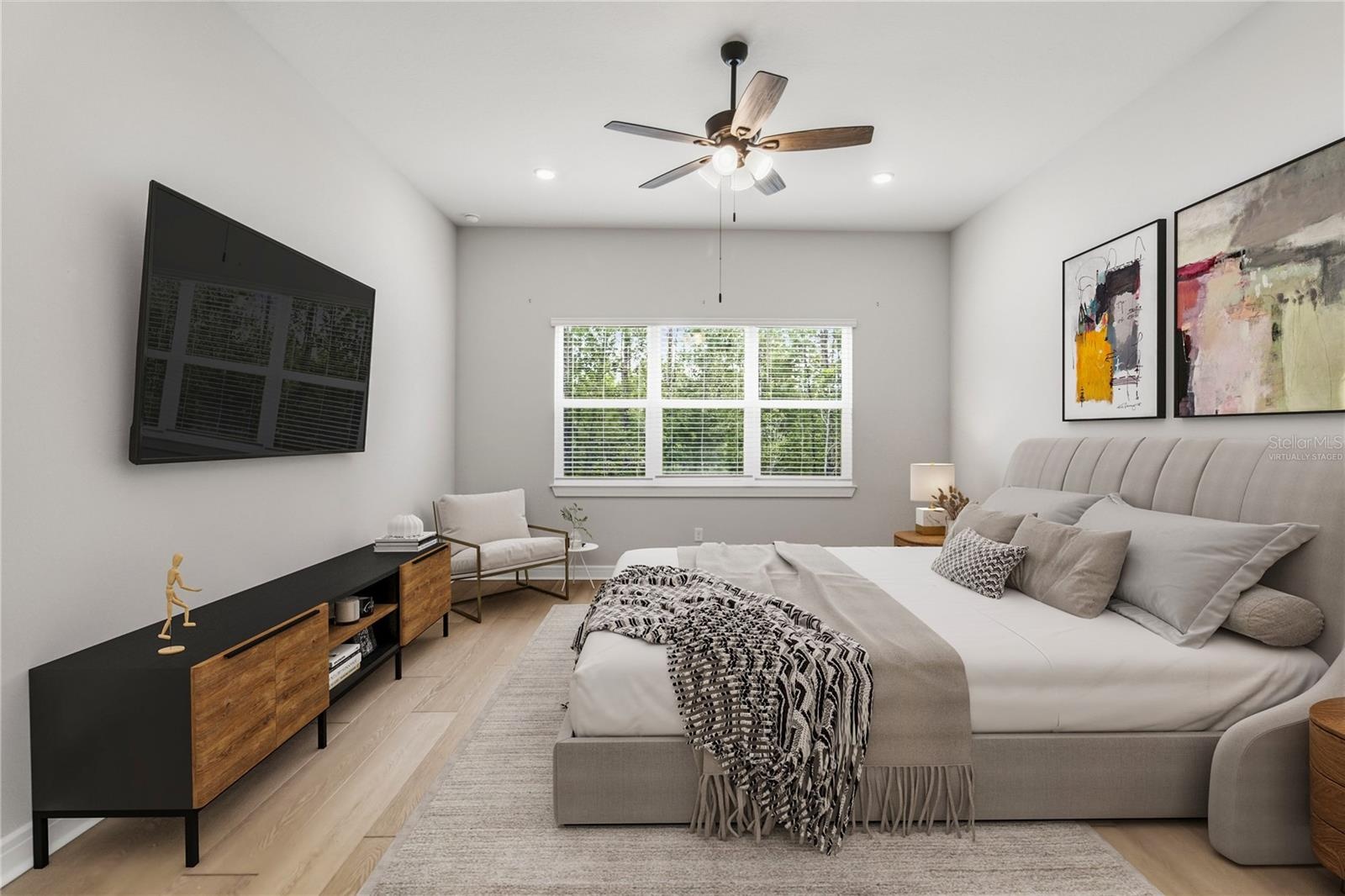 virtually staged master bedroom