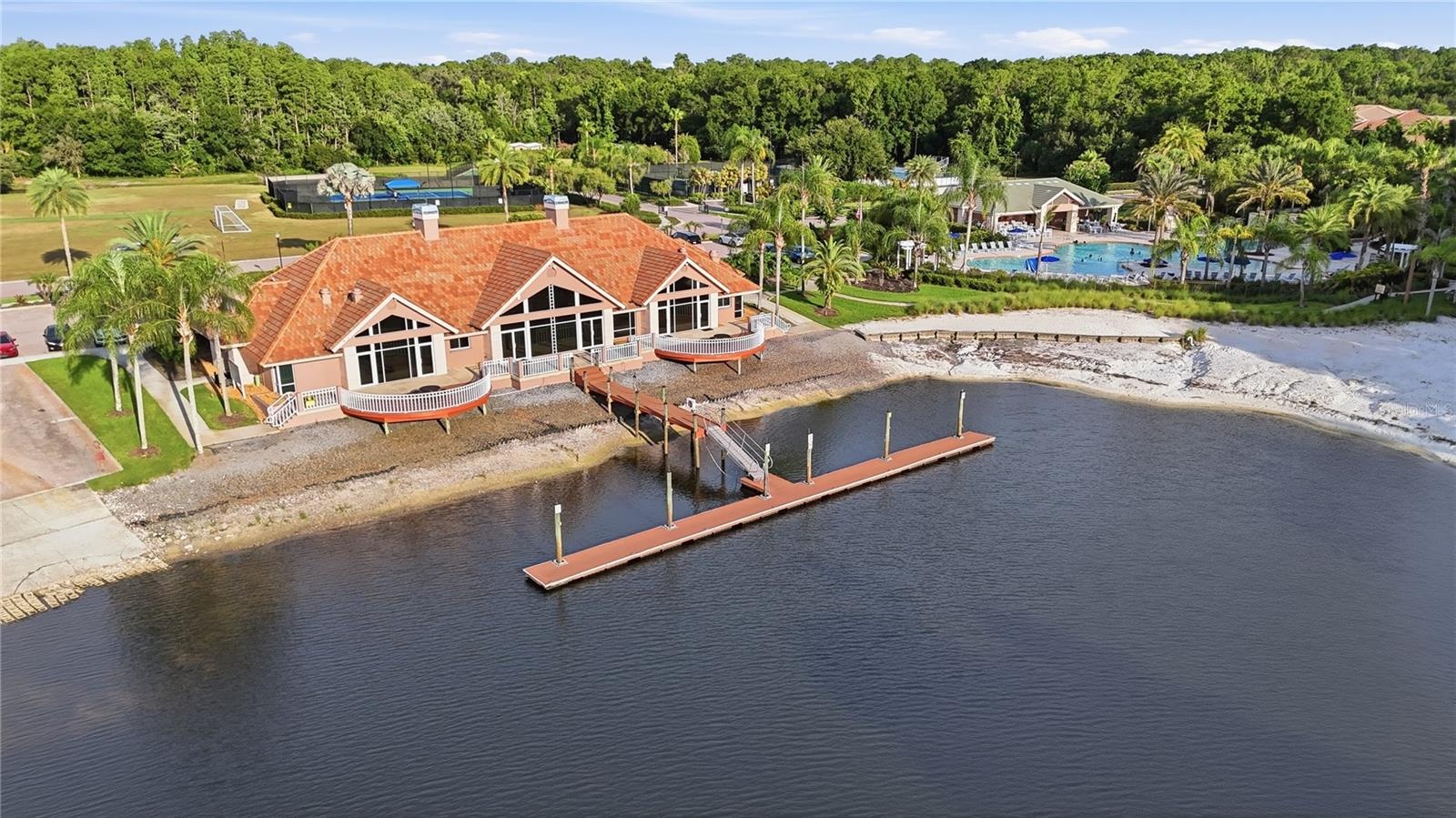 Club house with dock access, boat ramp gives access wthe 165 acre private ski lake