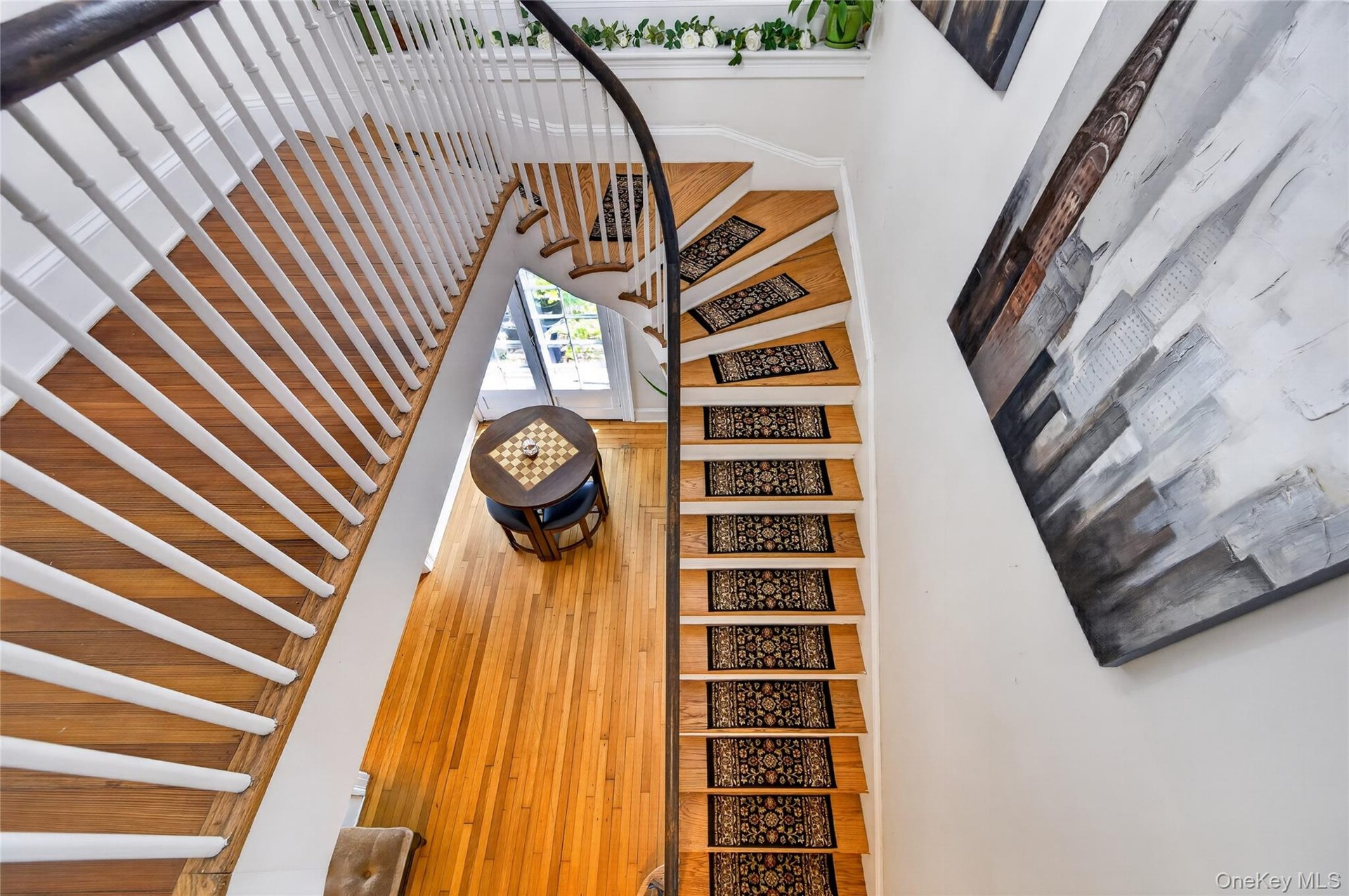 Landing with a beautiful wood staircase