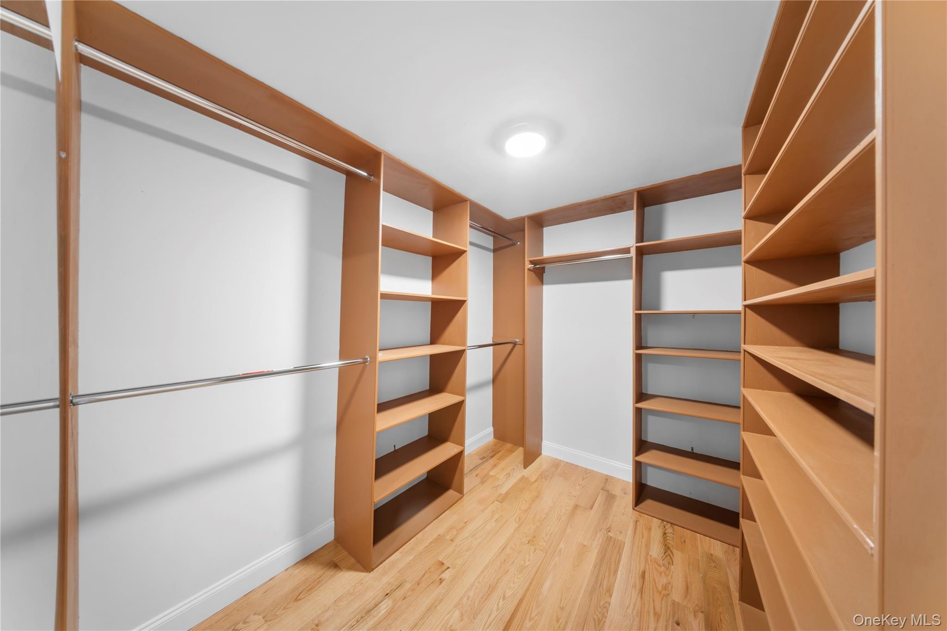 Spacious closet with light wood-style floors