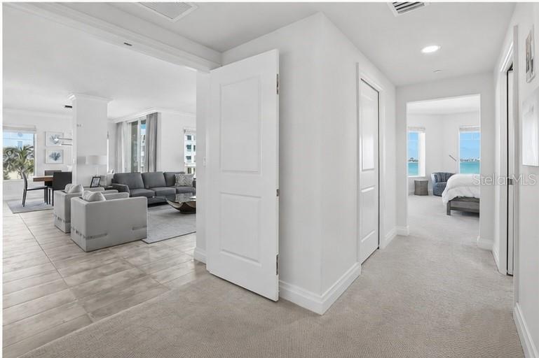 Double Door Entry Hallway to Primary Suite
