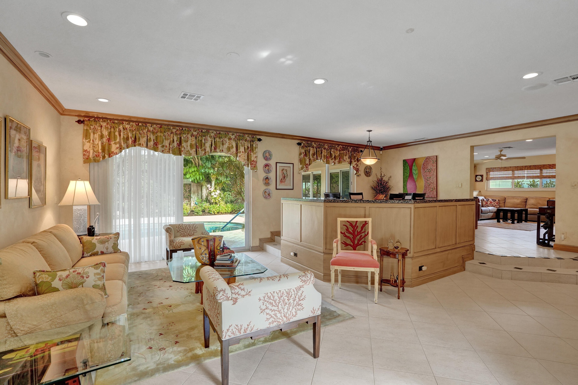 Open living room and dining area