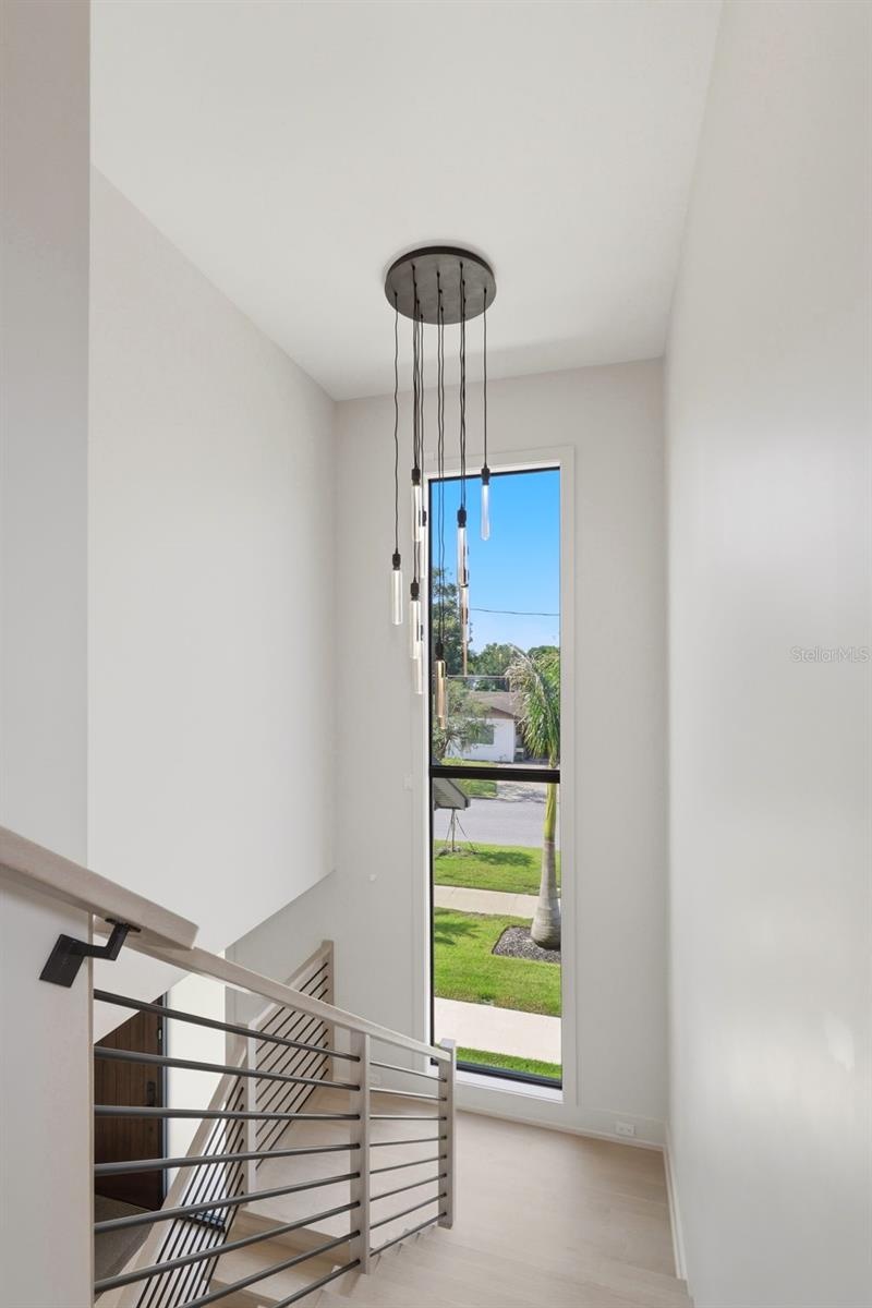Designer light creates dramatic visual from outside