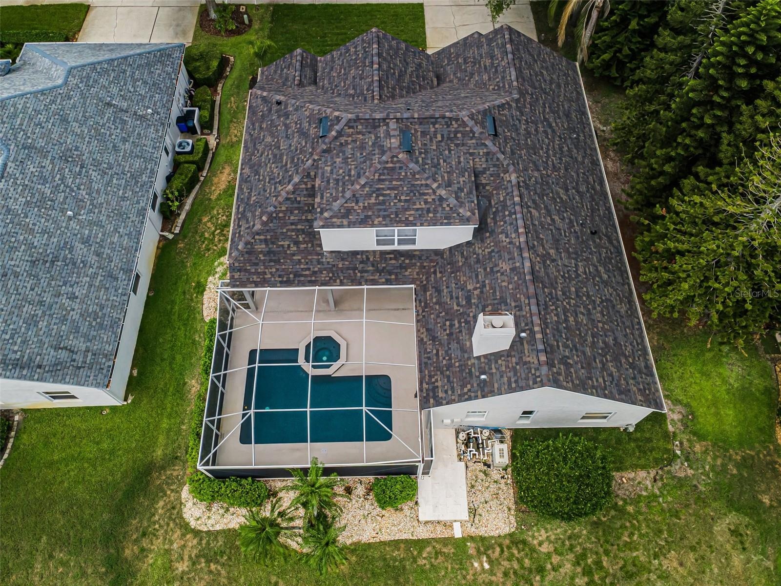 Aerial view showing new roof